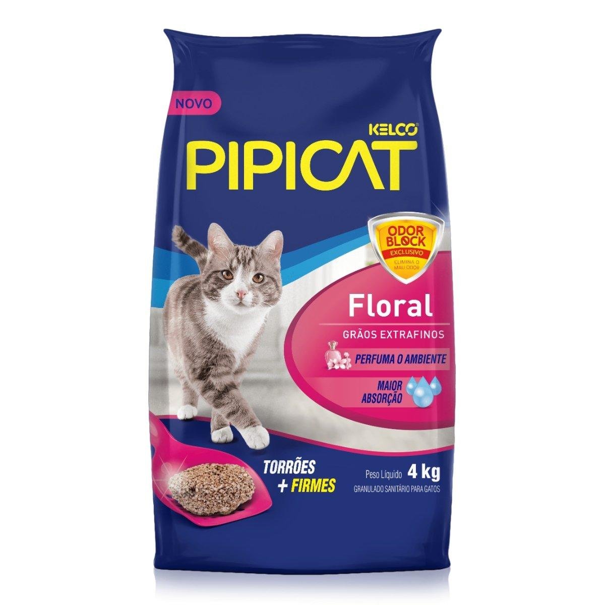 Areia Higiênica Para Gato PIPICAT Perfumada Floral Pacote 4Kg