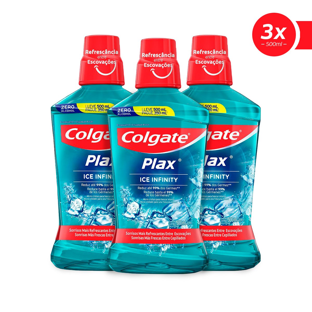 Enxaguante Bucal Colgate Plax Ice Infinity 500ml Promo Leve 500ml Pague 350ml - Kit com 3