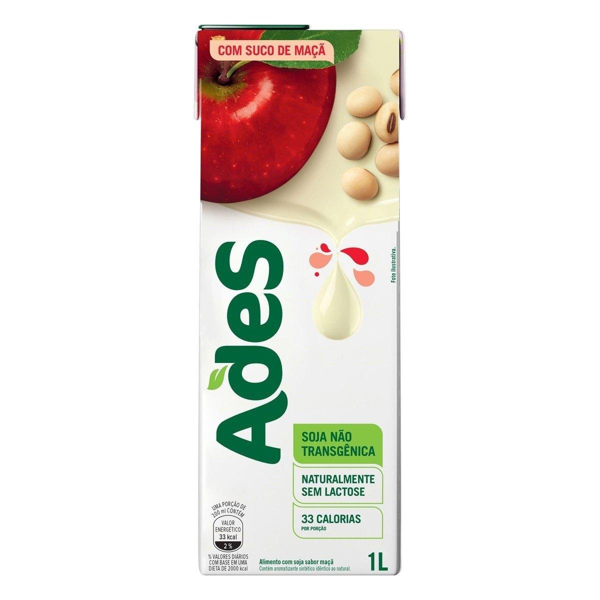Bebida à Base de Soja Maçã Ades Caixa 1l