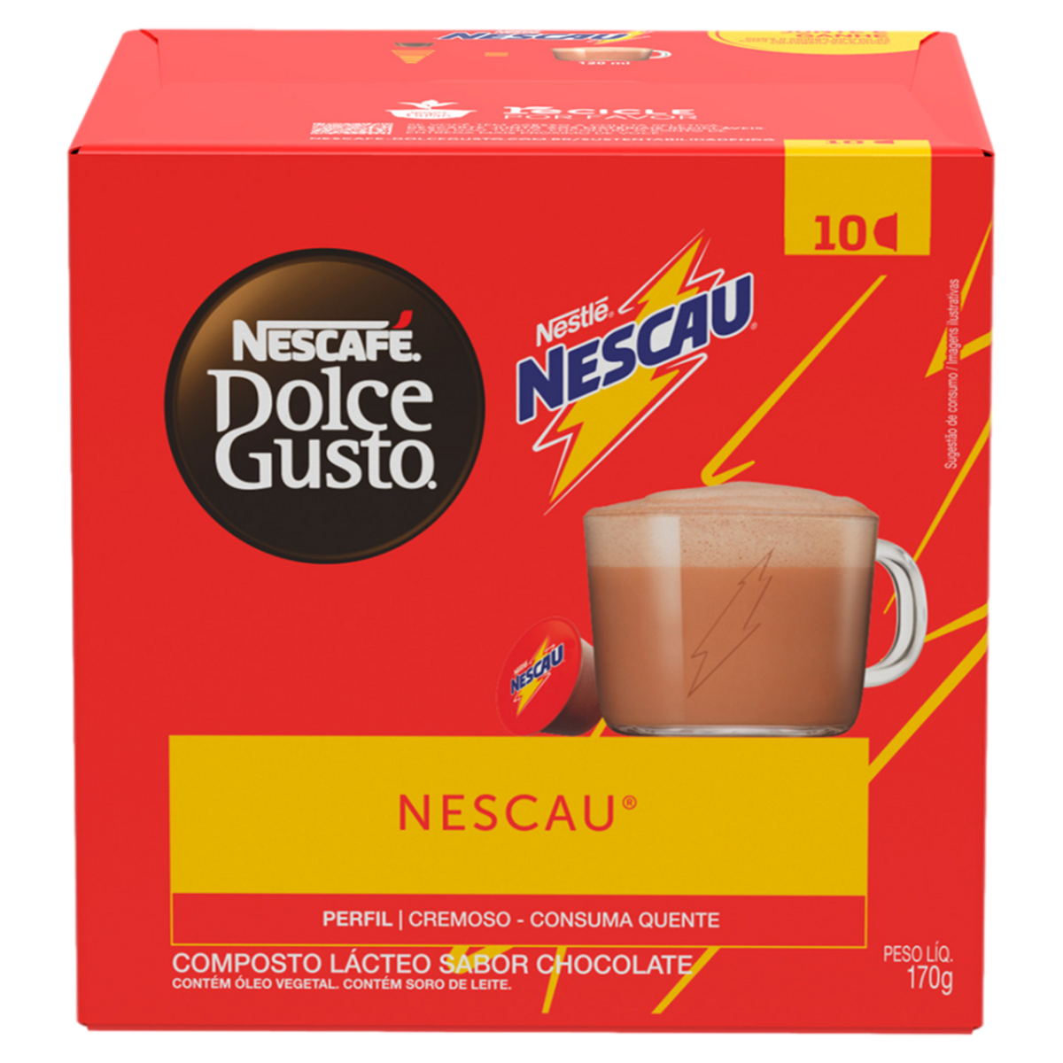 Composto Lácteo em Cápsula Nescau Nescafé Dolce Gusto Caixa 170g 10 Unidades