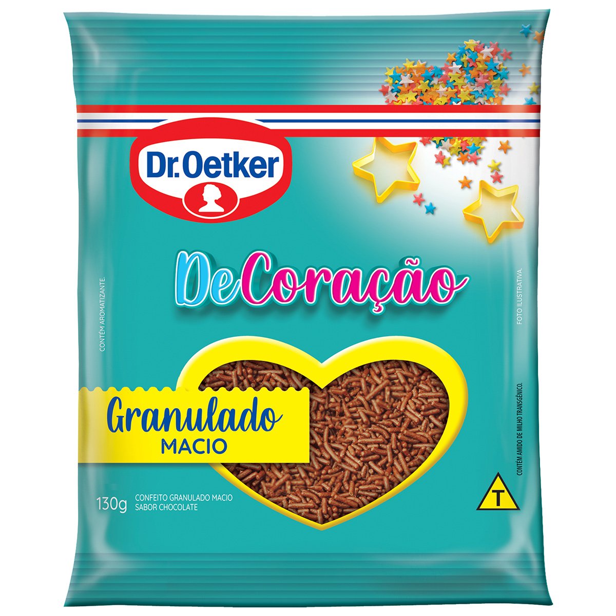 Dr. Oetker Confeito Granulado Macio Sabor Chocolate Decoração e Finalização de Doces e Sobremesas 130g