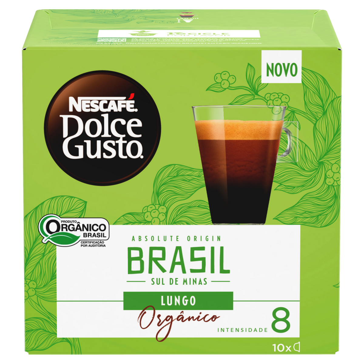 Café em Cápsula Torrado e Moído Lungo Orgânico Nescafé Dolce Gusto Absolute Origin Brasil Caixa 80g 10 Unidades