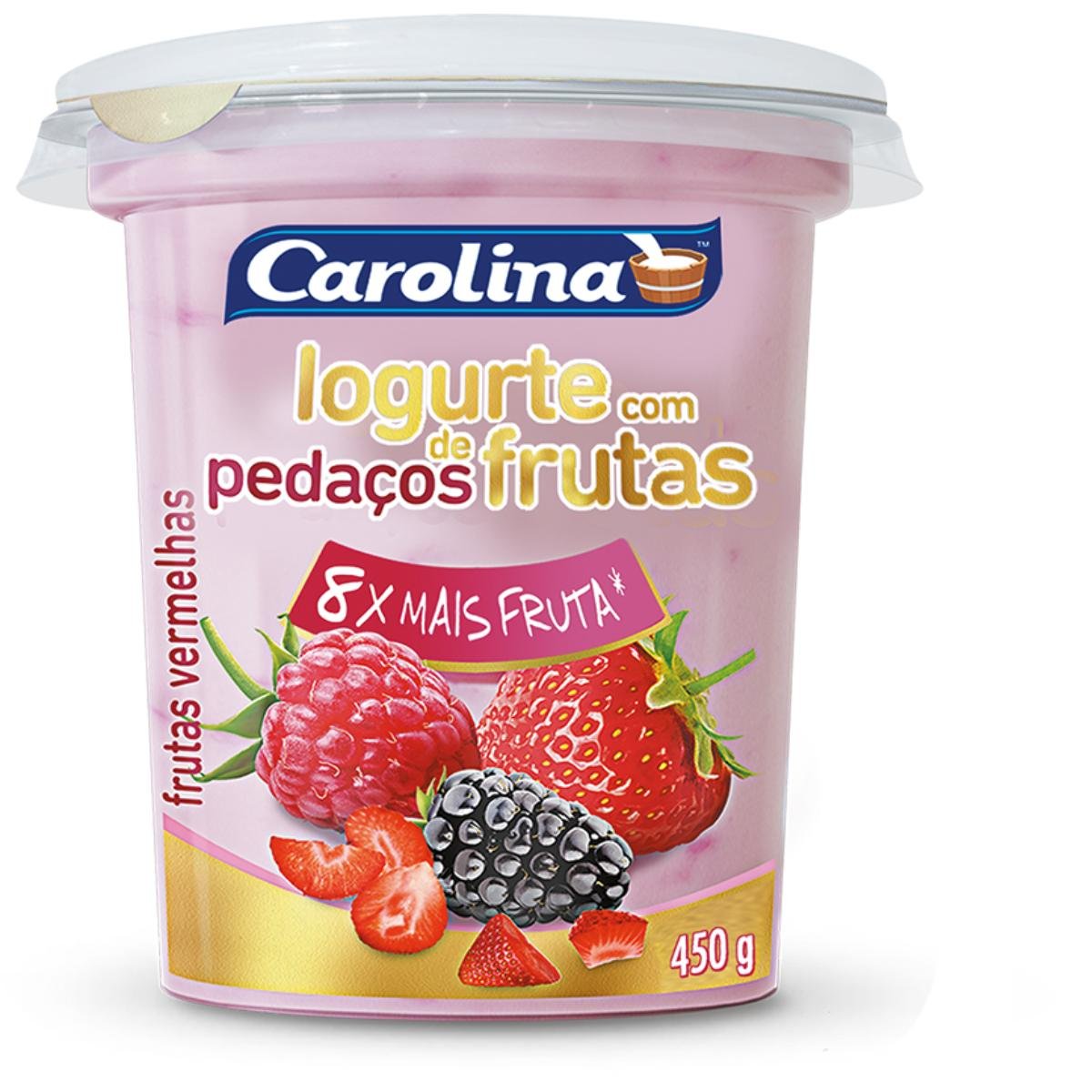 Iogurte com Pedaços Frutas Vermelhas Carolina 450g