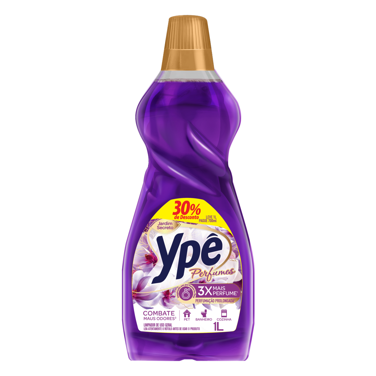 Limpador Perfumado Jardim Secreto Ypê Perfumes Frasco Leve 1l Pague 700ml Grátis 30% de Desconto