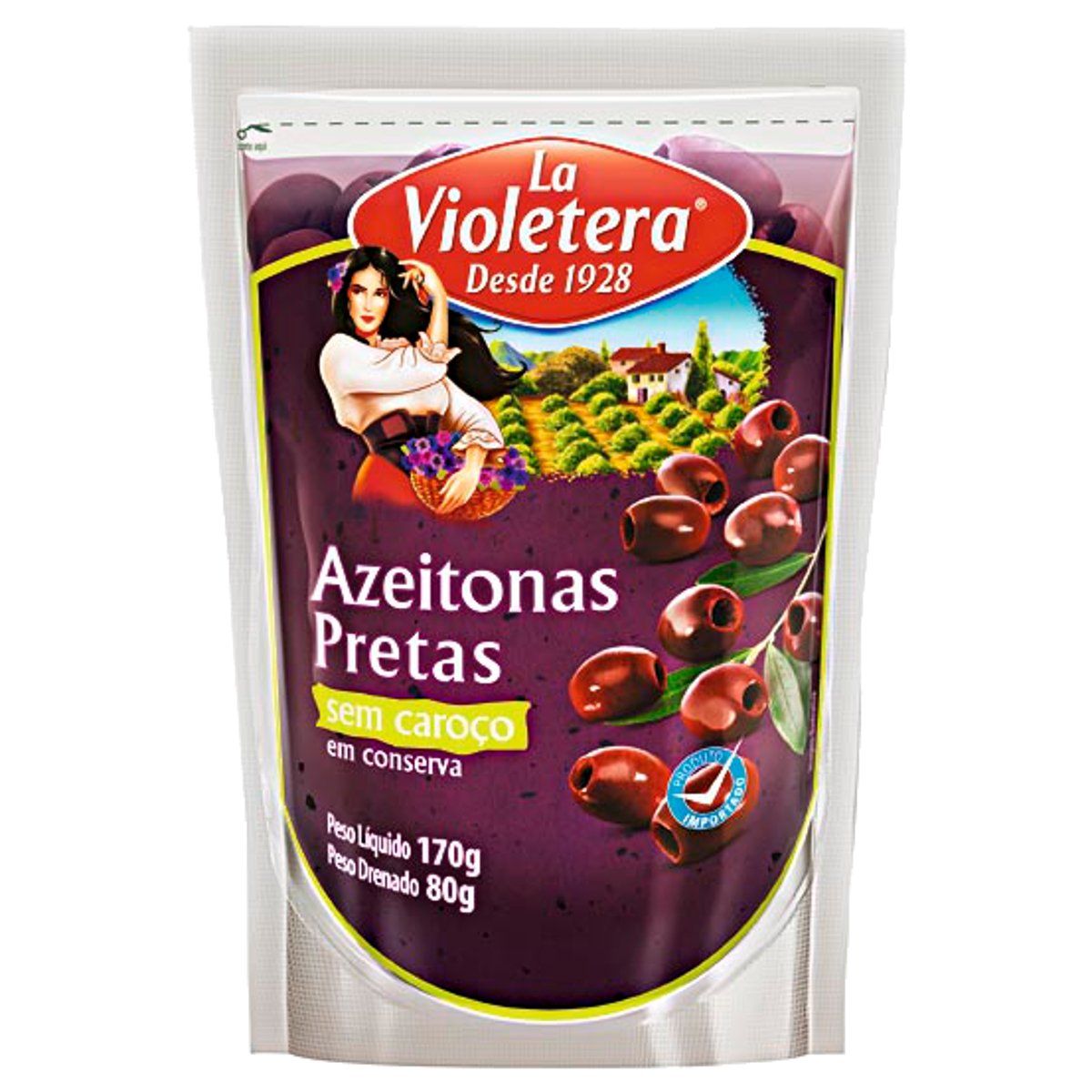 Azeitona Preta com Caroço LA VIOLETERA Sachê 80g