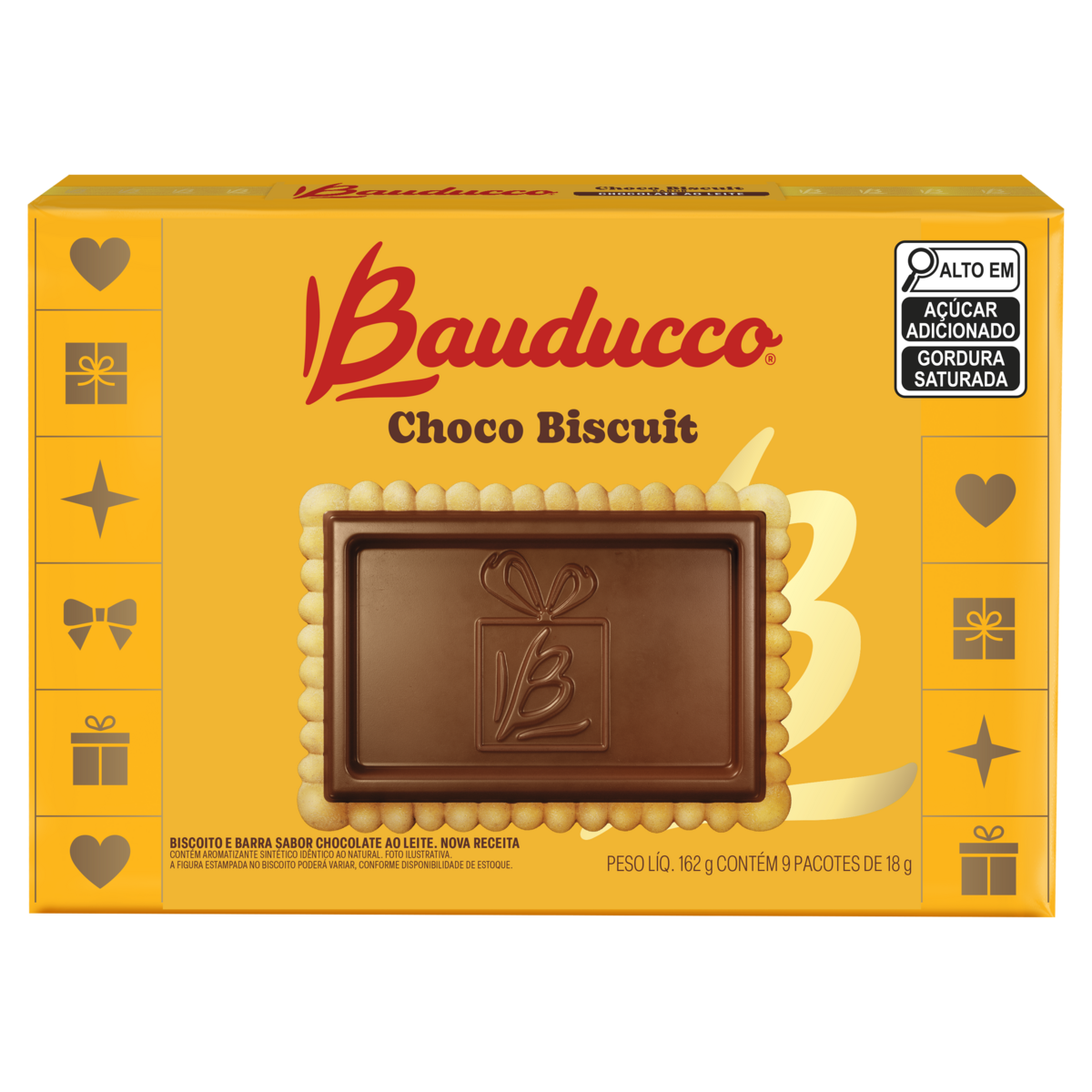 Biscoito Chocolate ao Leite Bauducco Choco Biscuit Caixa 162g 9 Unidades