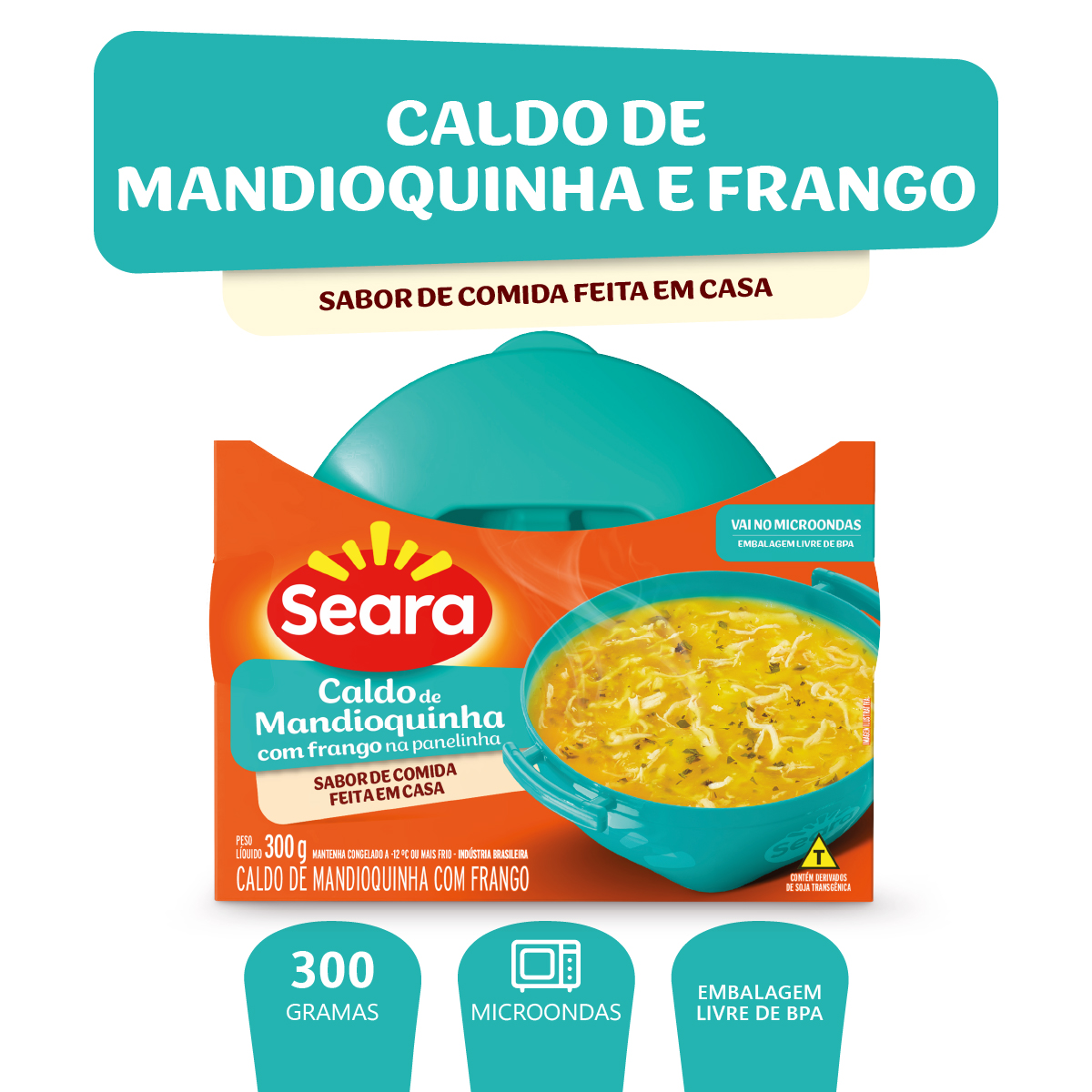 Caldo Congelado Mandioquinha com Frango Seara na Panelinha Pote 300g