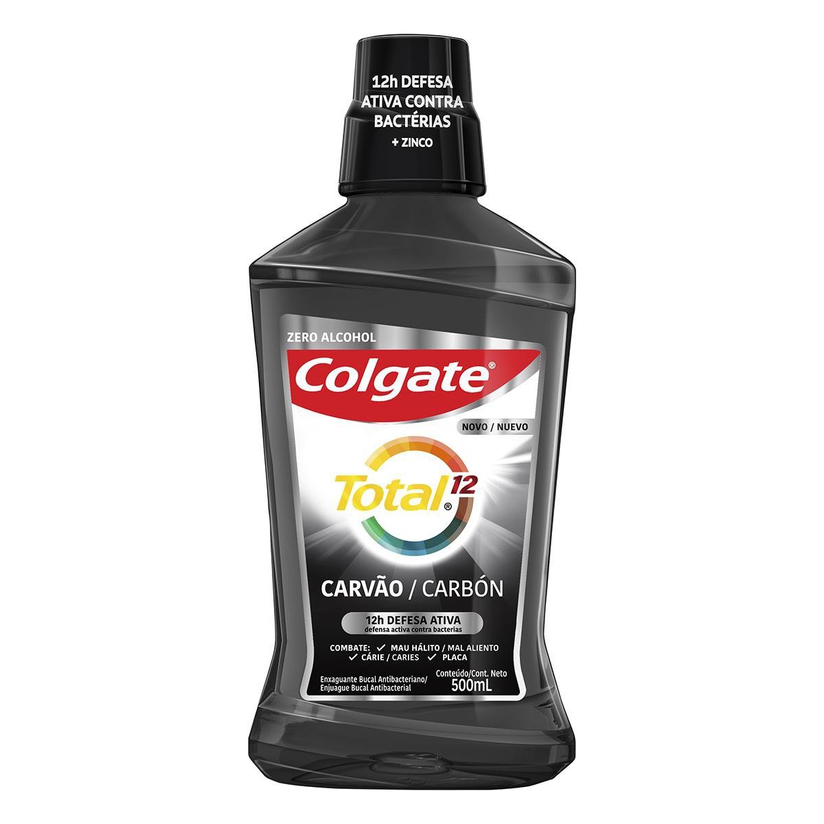 Enxaguante Bucal Antibacteriano Carvão Zero Álcool Colgate Total 12 Frasco 500ml