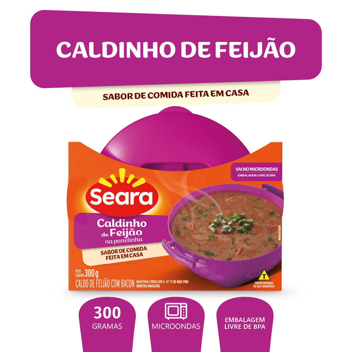Caldinho Congelado Feijão Seara na Panelinha Pote 300g