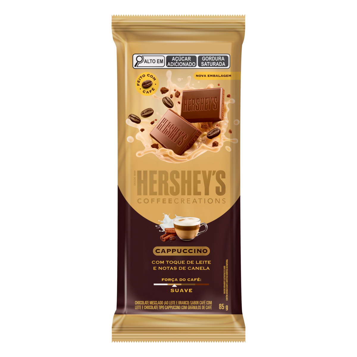 Chocolate com Pedaços de Café Cappuccino Hersheys Coffee Creations Pacote 85g