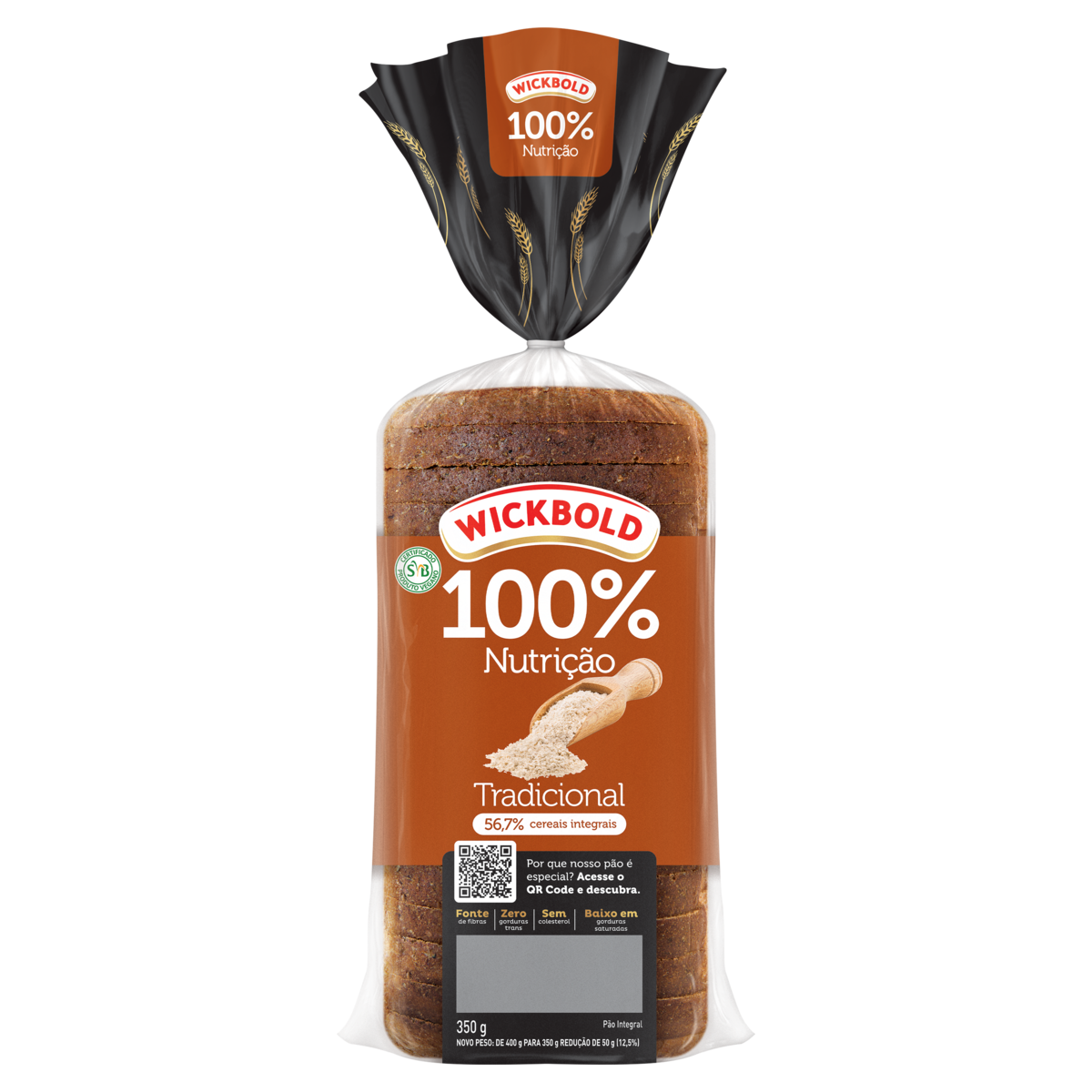 Pão Integral Tradicional Wickbold 100% Nutrição Pacote 400g