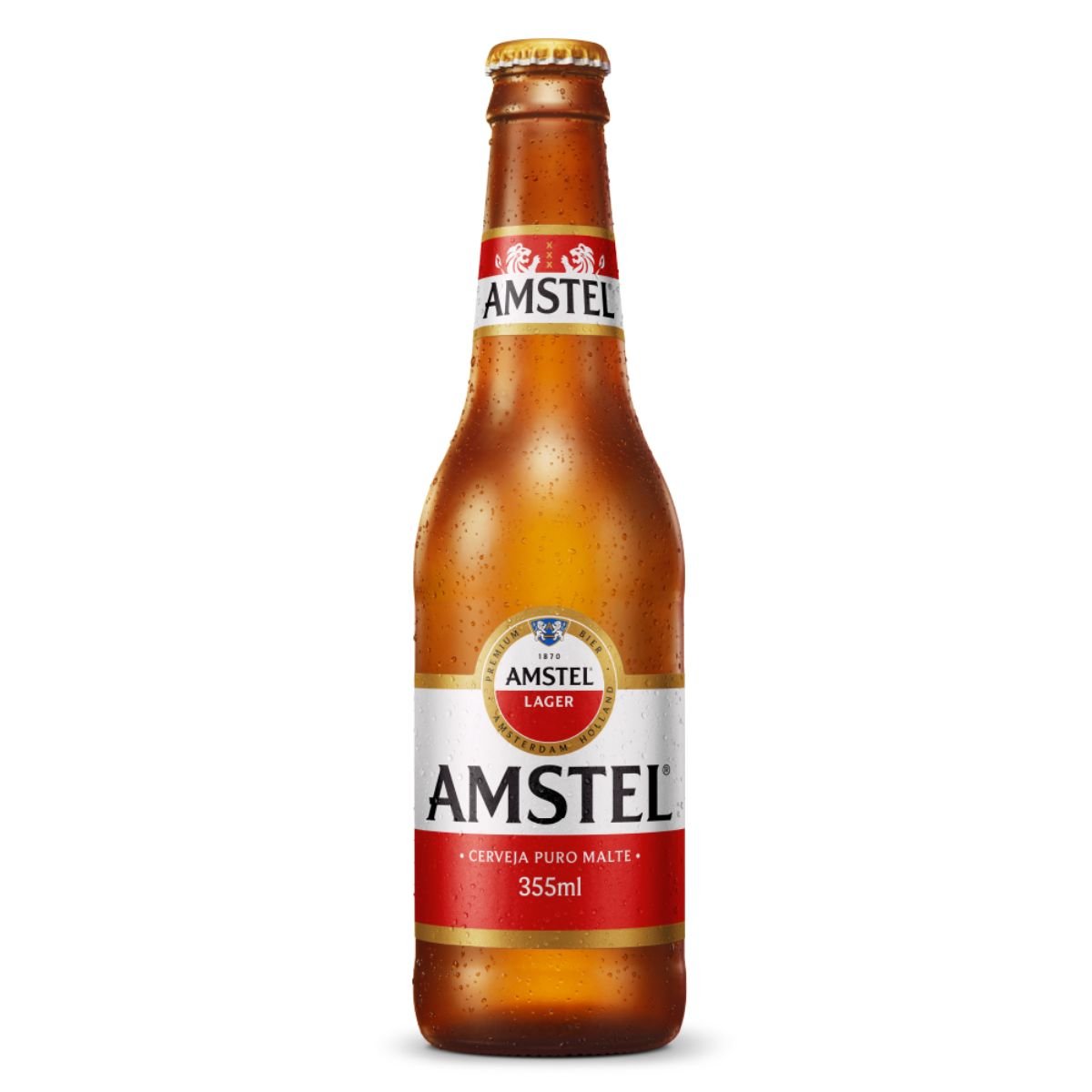 Cerveja Lager Puro Malte Amstel Garrafa 355ml