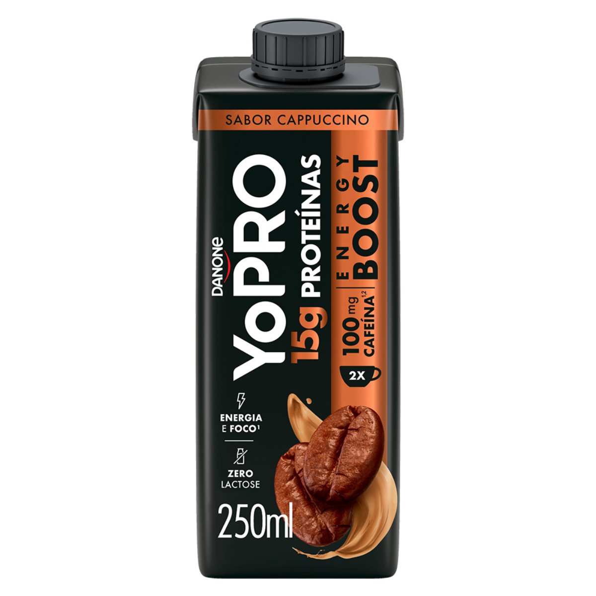 Bebida Láctea Cappuccino Zero Lactose Yopro Energy Boost Caixa 250ml