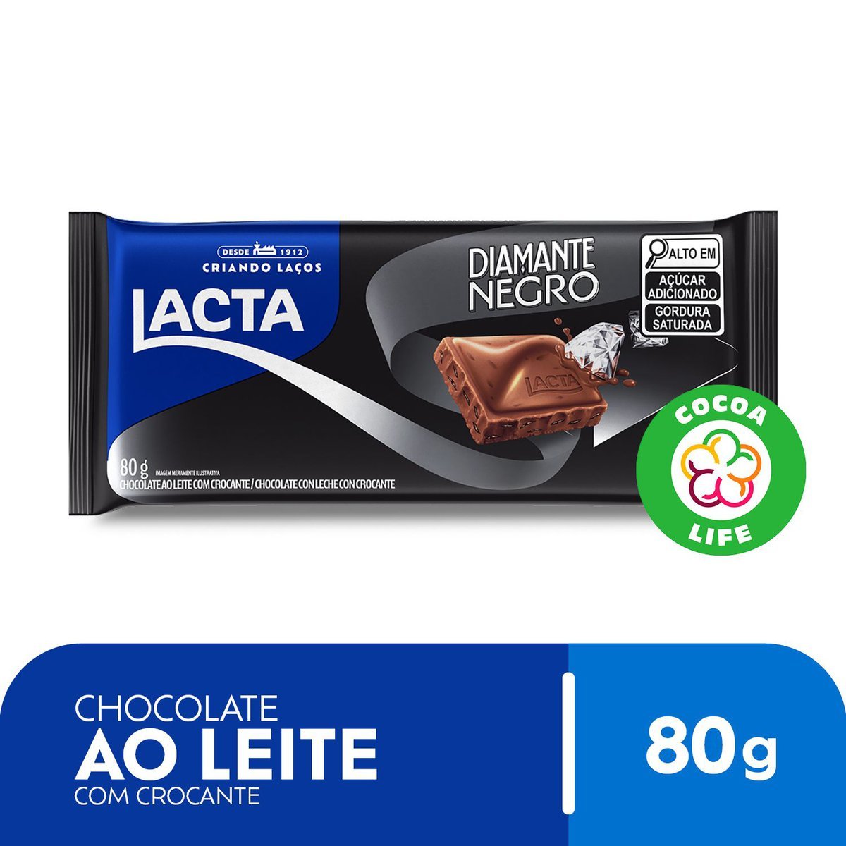 Chocolate Lacta Ao Leite Diamante Negro 80g