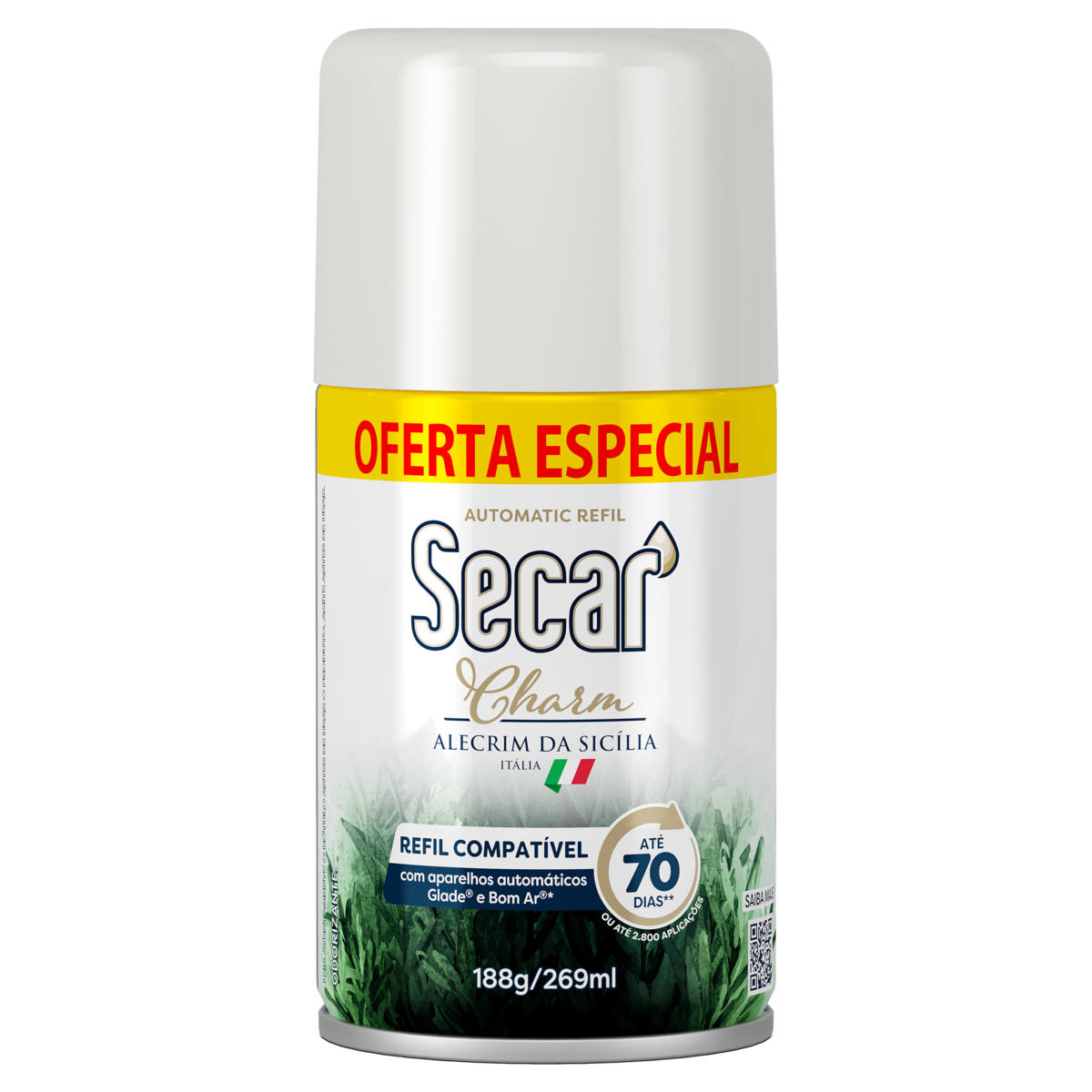 Odorizador de Ambiente Aerossol Alecrim da Sicília Secar Charm Frasco 269ml Spray Refil