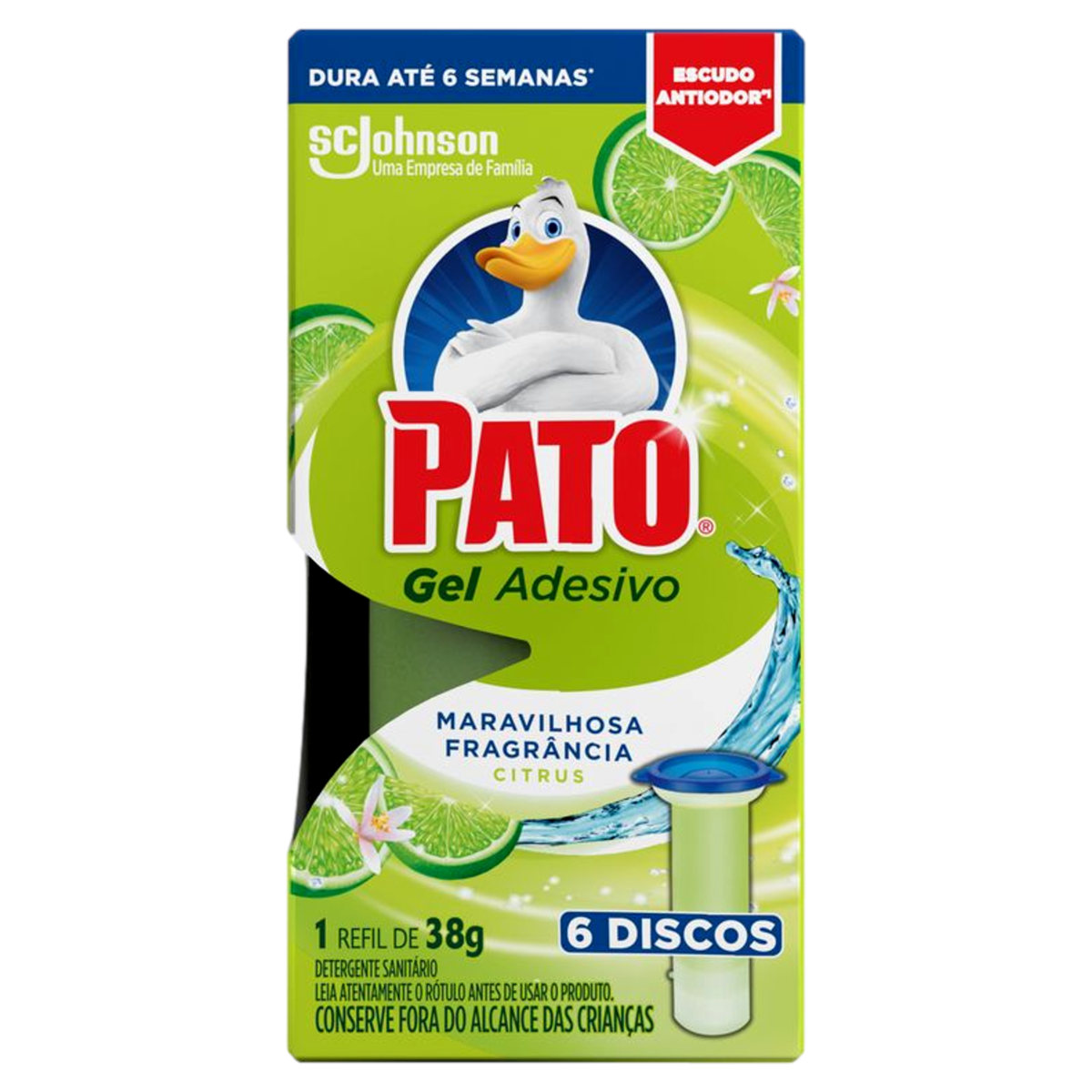 Detergente Sanitário Gel Adesivo Citrus Pato 38g Refil