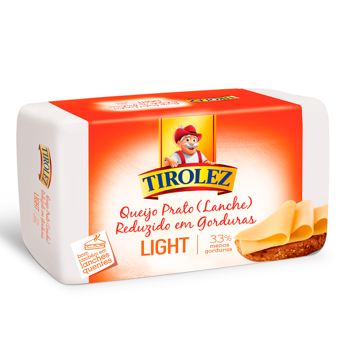 Queijo Prato Light Fatiado TIROLEZ Bandeja 150g