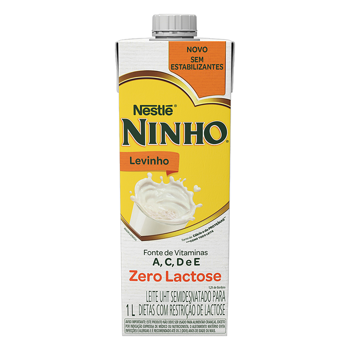 Leite UHT Semidesnatado Zero Lactose Nestlé Ninho Levinho Caixa com Tampa 1l