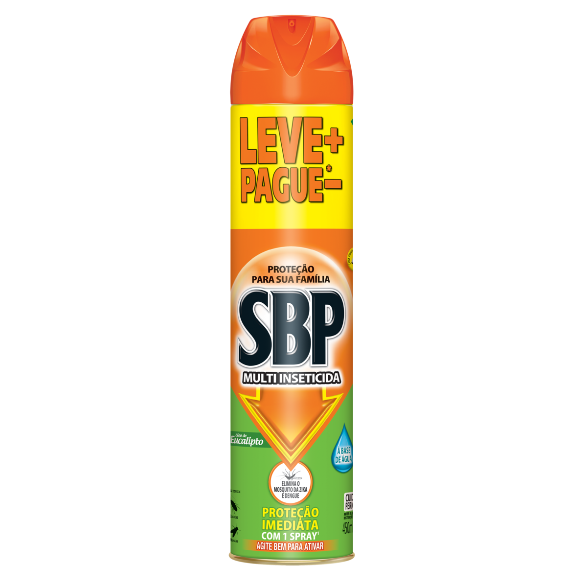 Multi-Inseticida Aerossol Base Água Óleo de Eucalipto SBP Frasco 450ml Spray Leve Mais Pague Menos