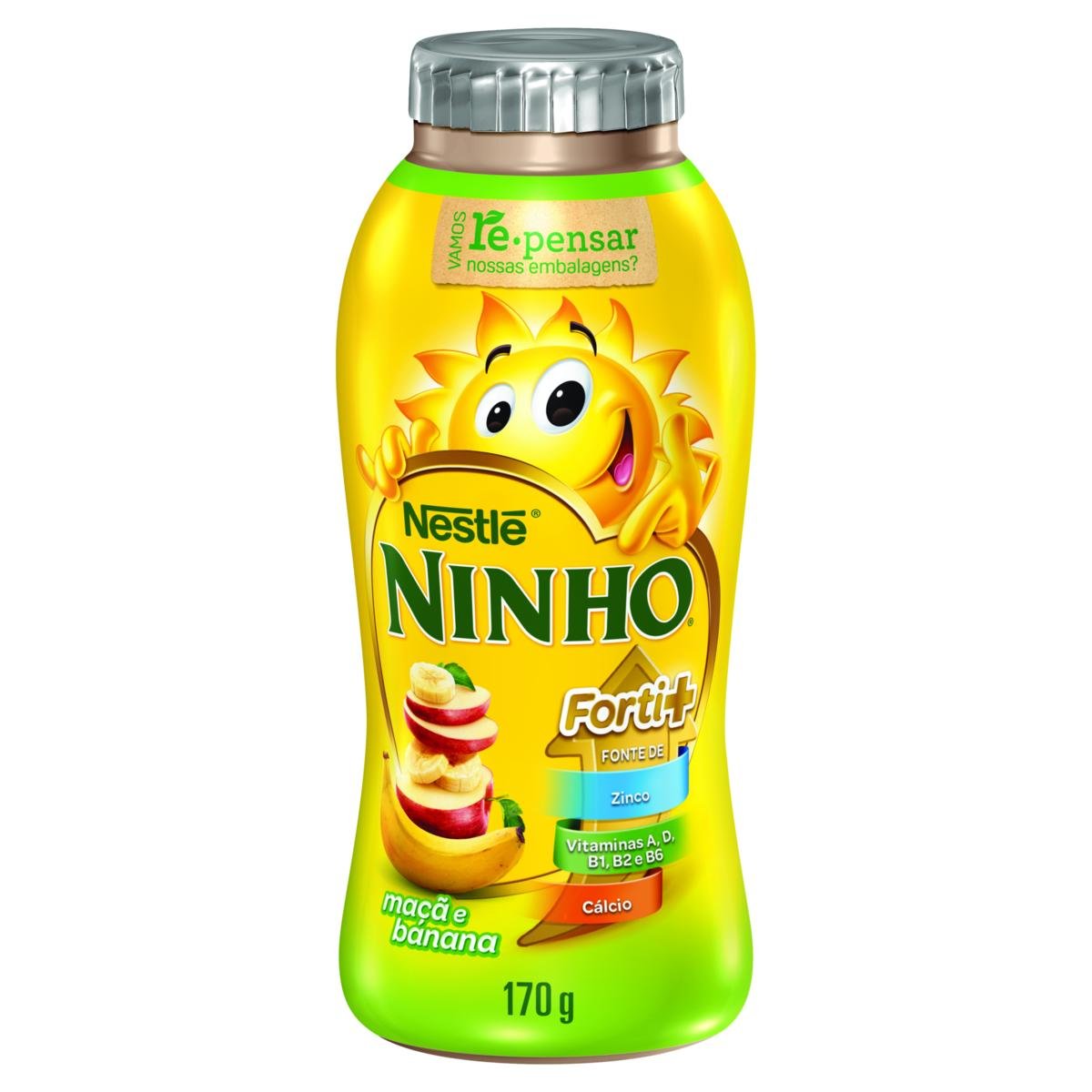 Iogurte Parcialmente Desnatado Maçã e Banana Ninho Forti+ Frasco 170g