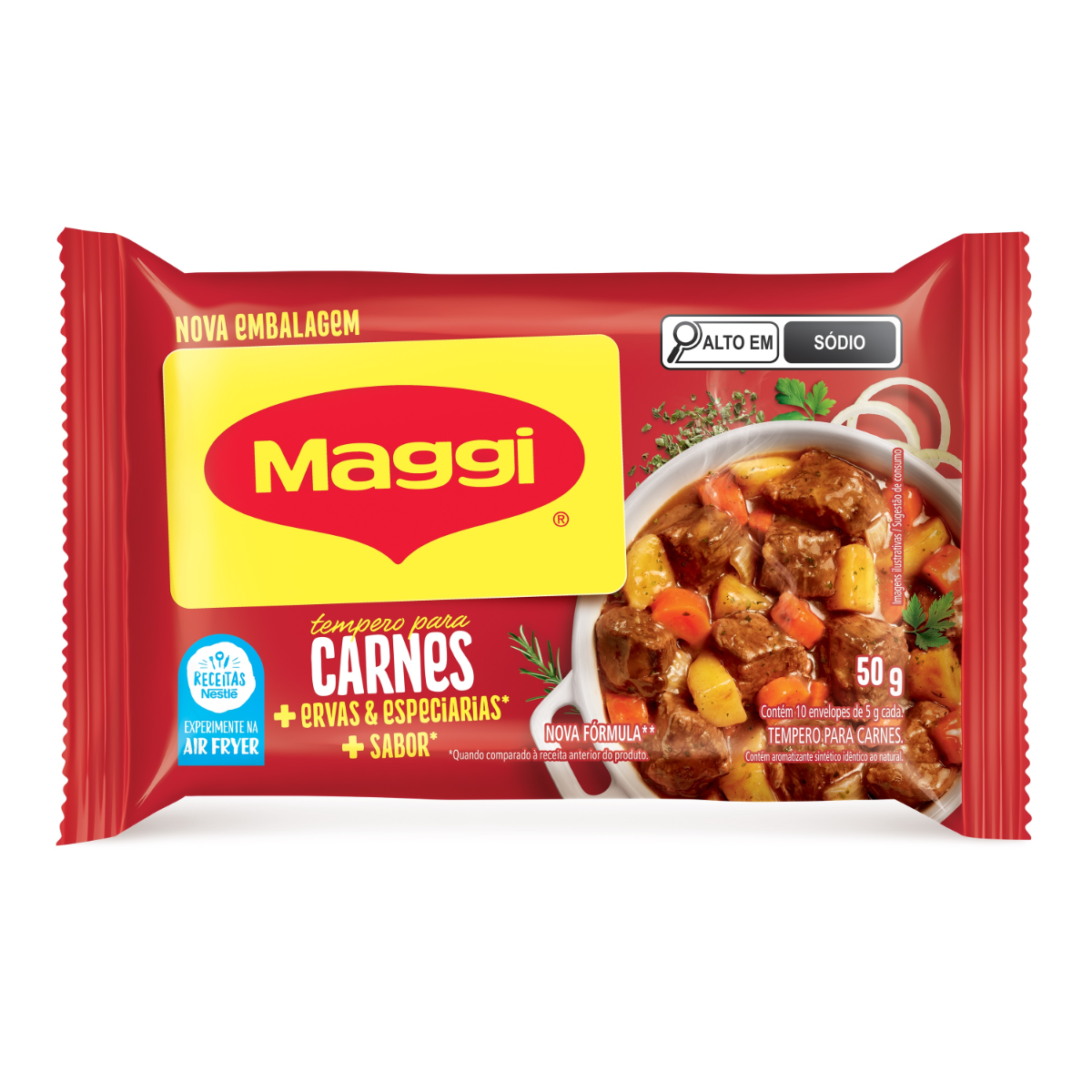 Tempero para Carnes com Ervas e Especiarias Maggi Pacote 50g 10 Unidades