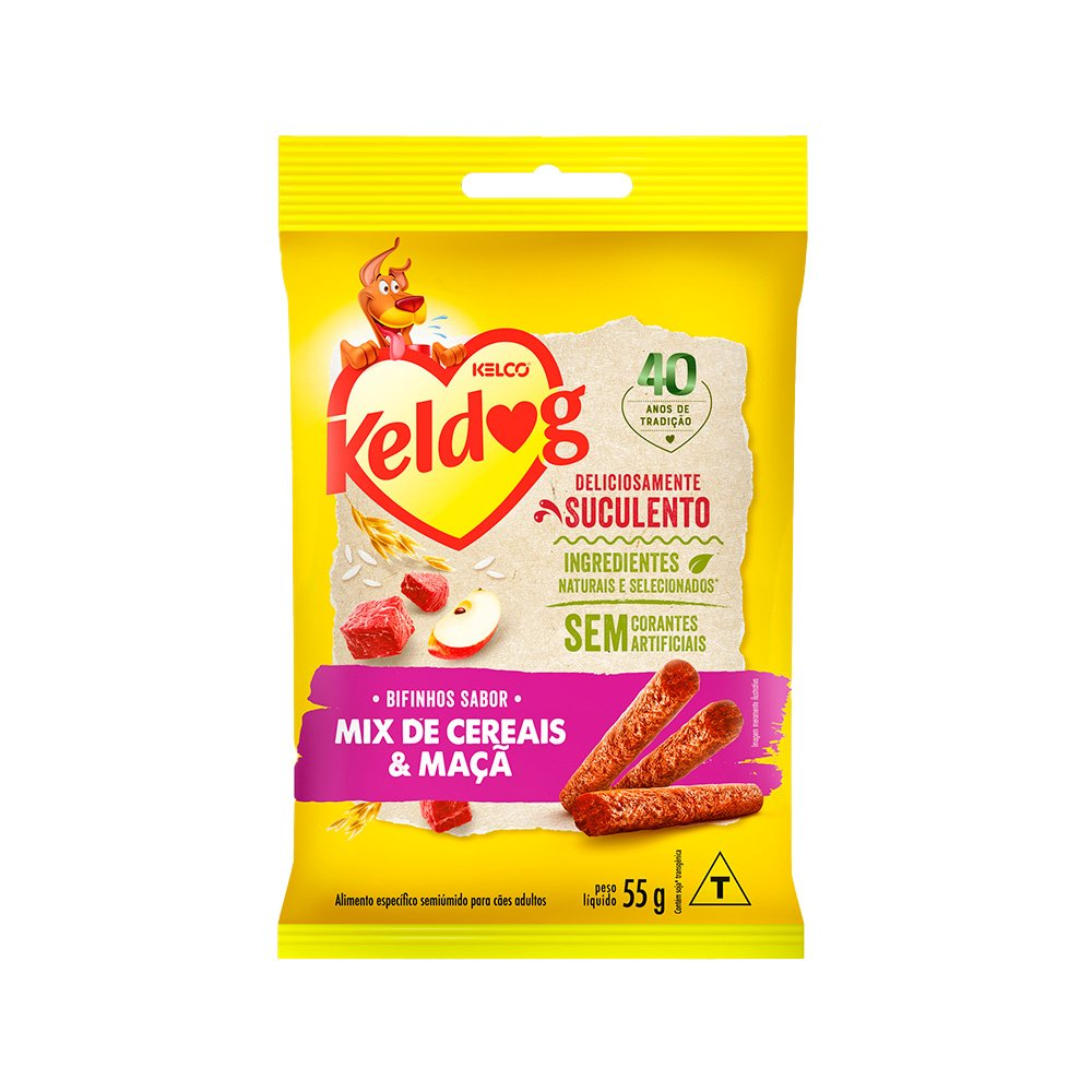 Keldog Bif Mix Cereal e Maçã Sabor 55g
