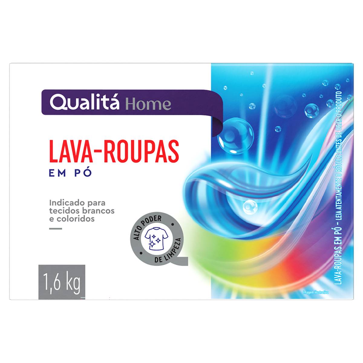 Lava-Roupas Pó Roupas Brancas e Coloridas Qualitá Home Caixa 1,6kg