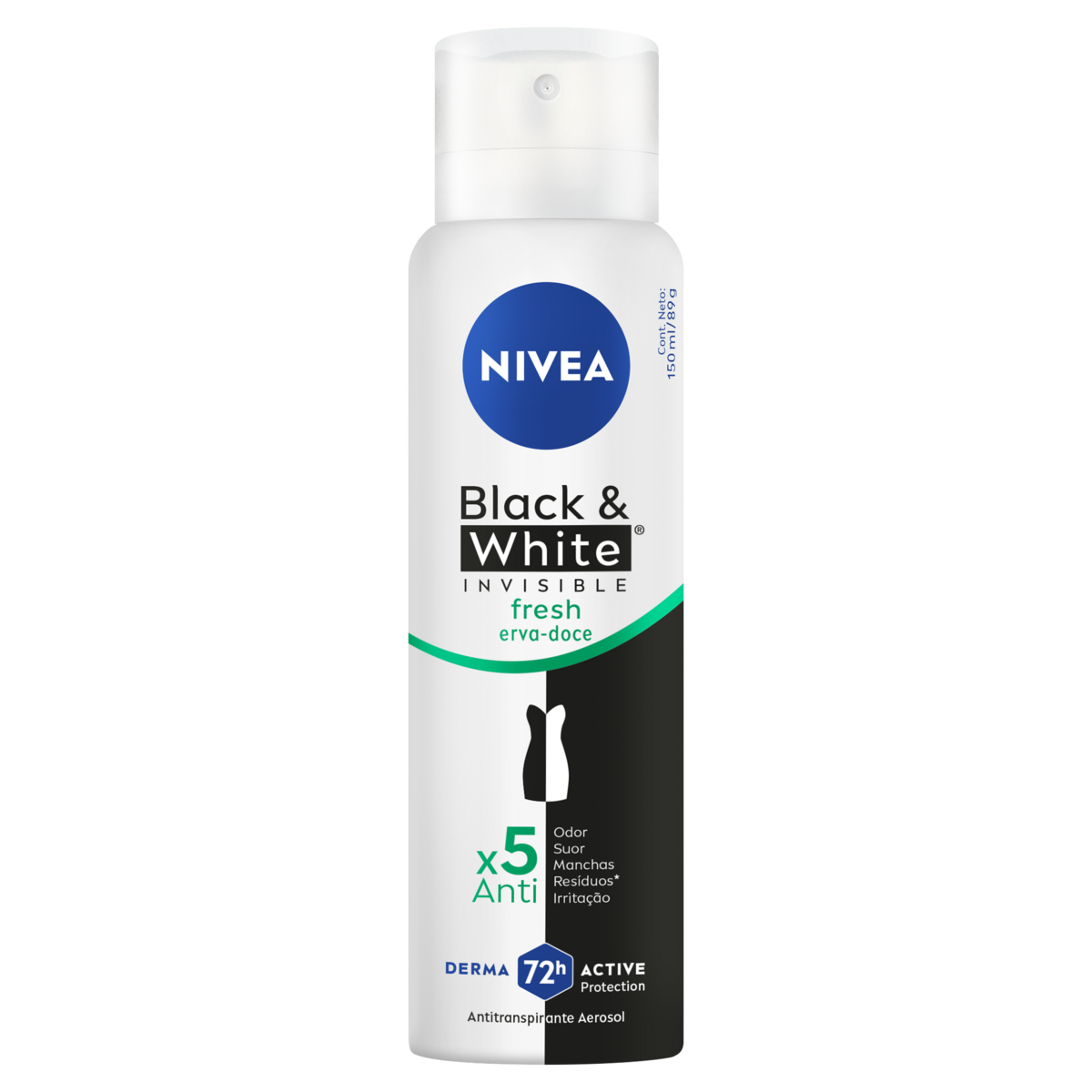 Antitranspirante Aerossol Fresh Erva-Doce Nivea Invisible for Black e White 150ml Spray