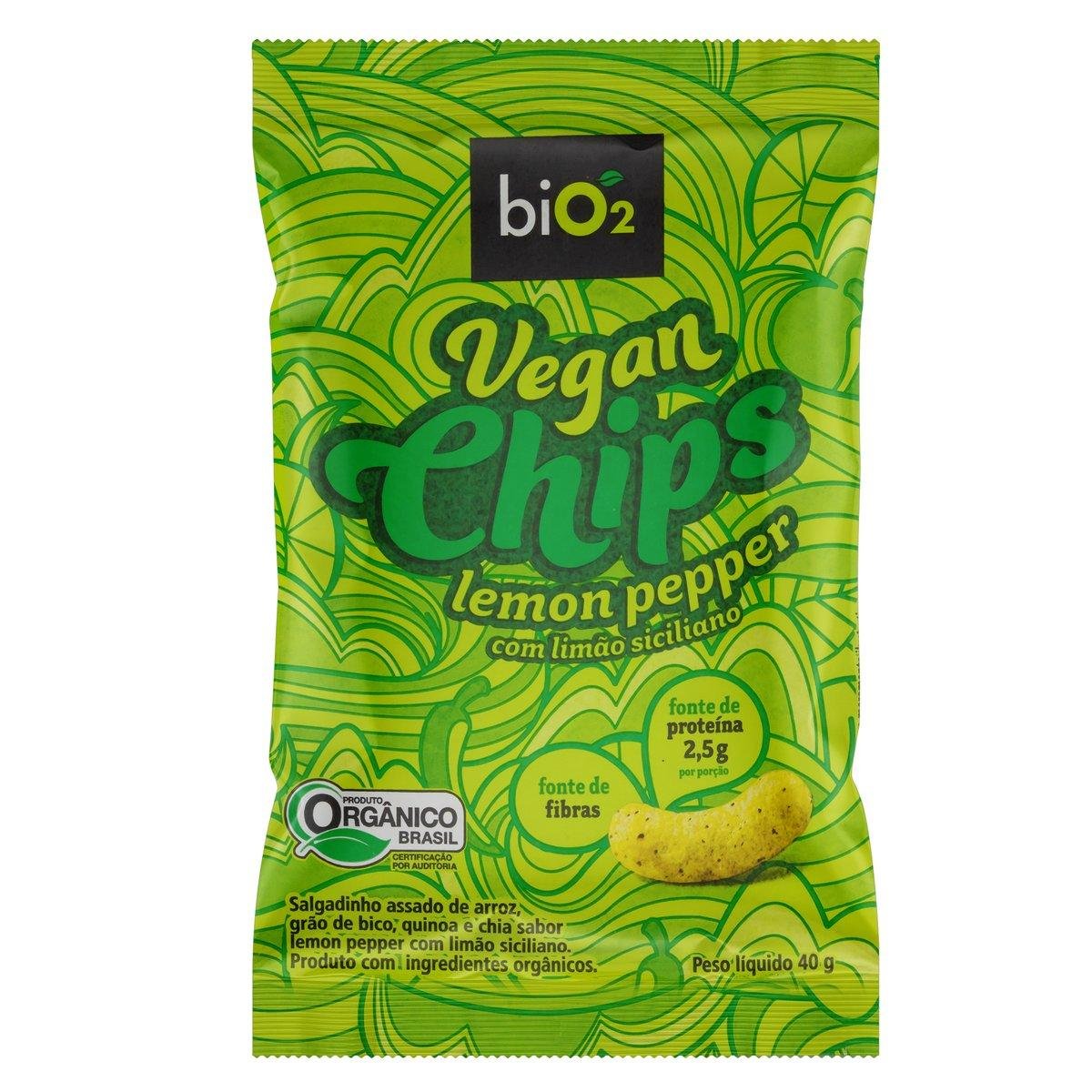 Chips Orgânico Lemon Pepper biO2 Vegan Chips Pacote 40g
