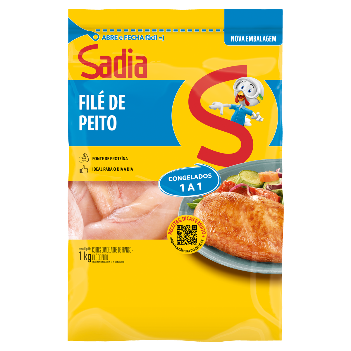 Filé de Peito de Frango Congelado sem Pele sem Osso Sadia 1kg