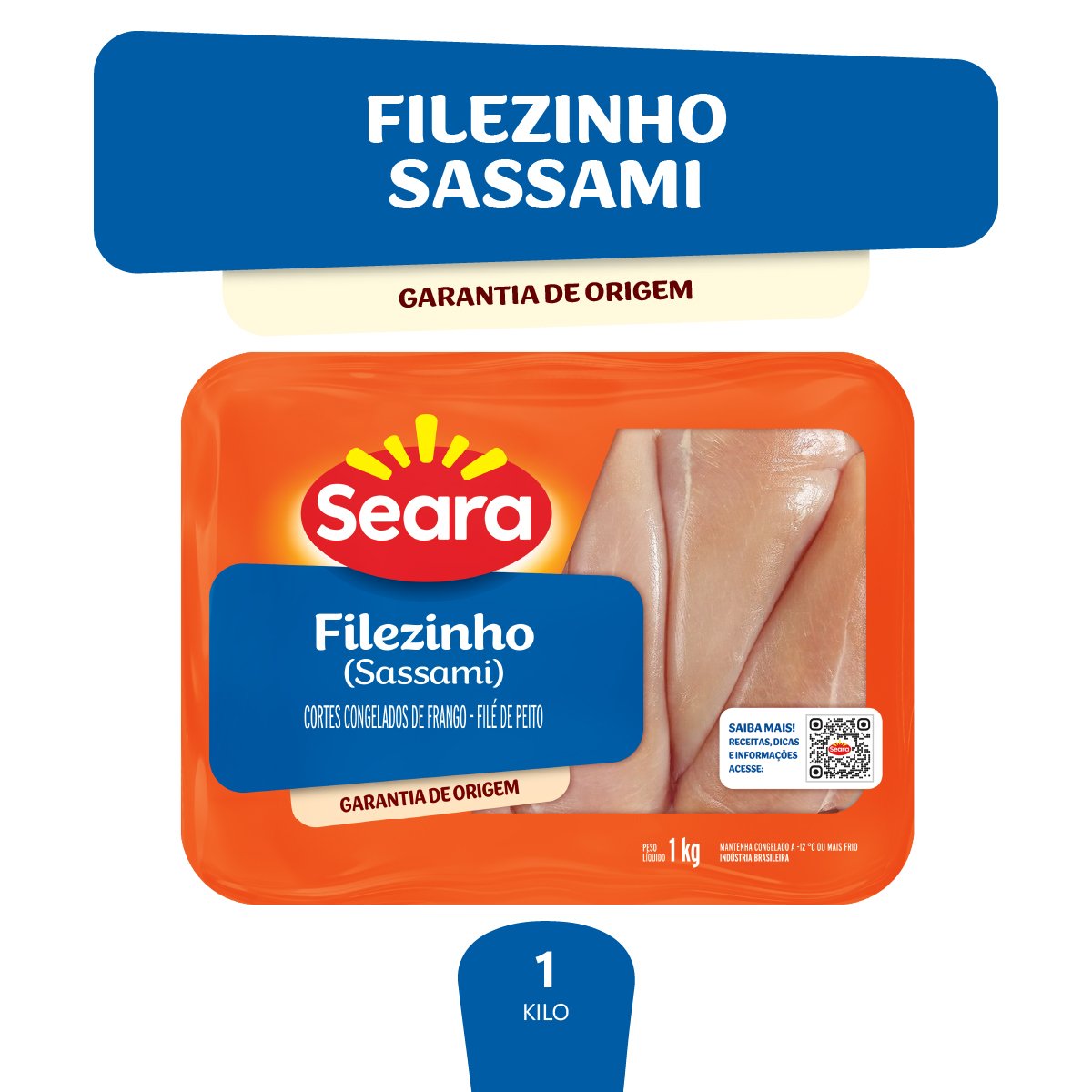 Filezinho de Frango Sassami Congelado SEARA Bandeja 1kg