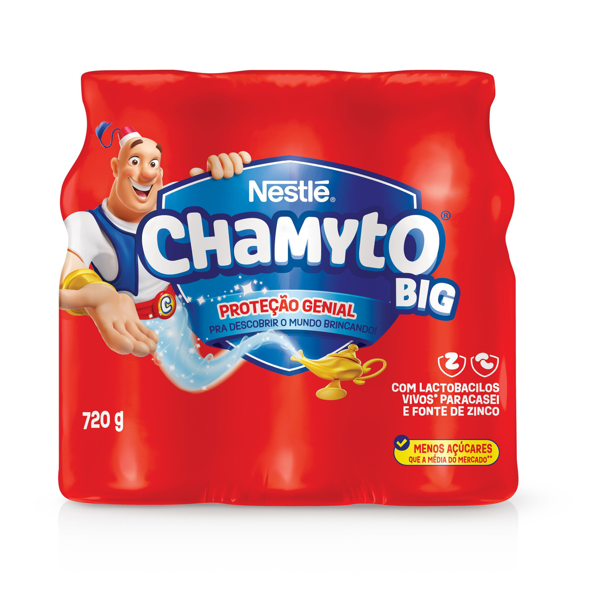 Pack Leite Fermentado Desnatado Chamyto Big Frasco 720g 6 Unidades
