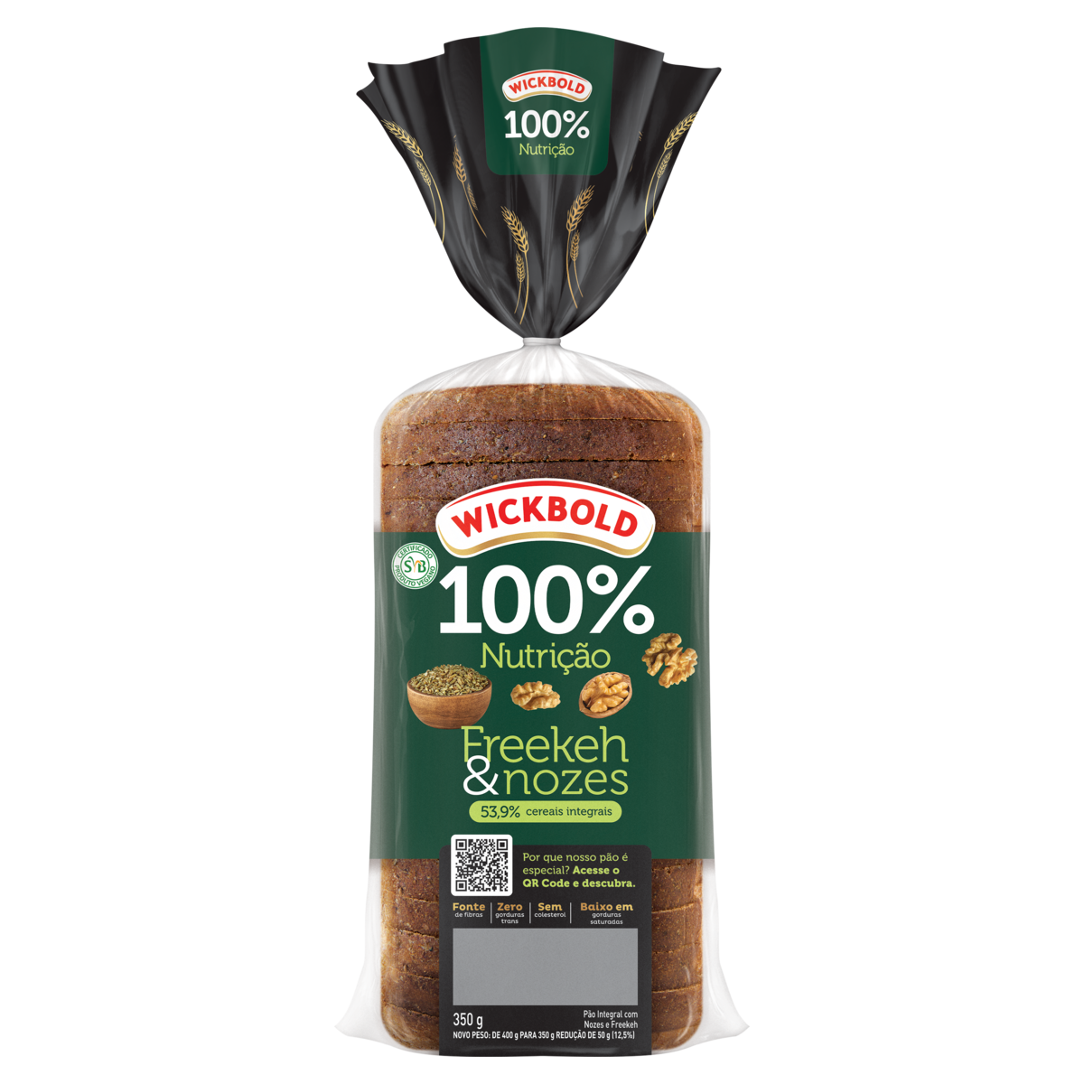Pão Integral Freekeh & Nozes Wickbold 100% Nutrição Pacote 400g