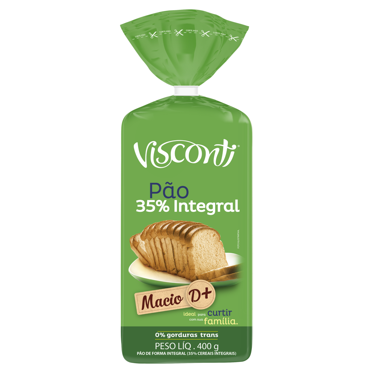 Pão de Forma Integral Visconti Pacote 400g