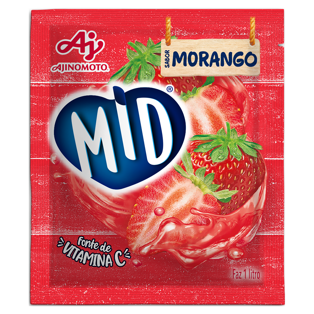Refresco em Pó Morango Mid Pacote 20g
