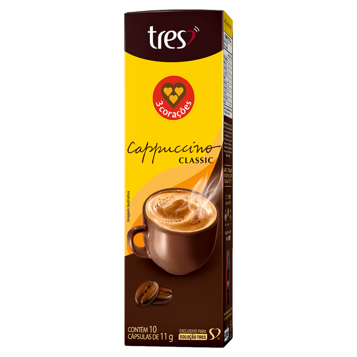 Cappuccino em Cápsula Classic 3 Corações Caixa 10 Unidades 11g Cada