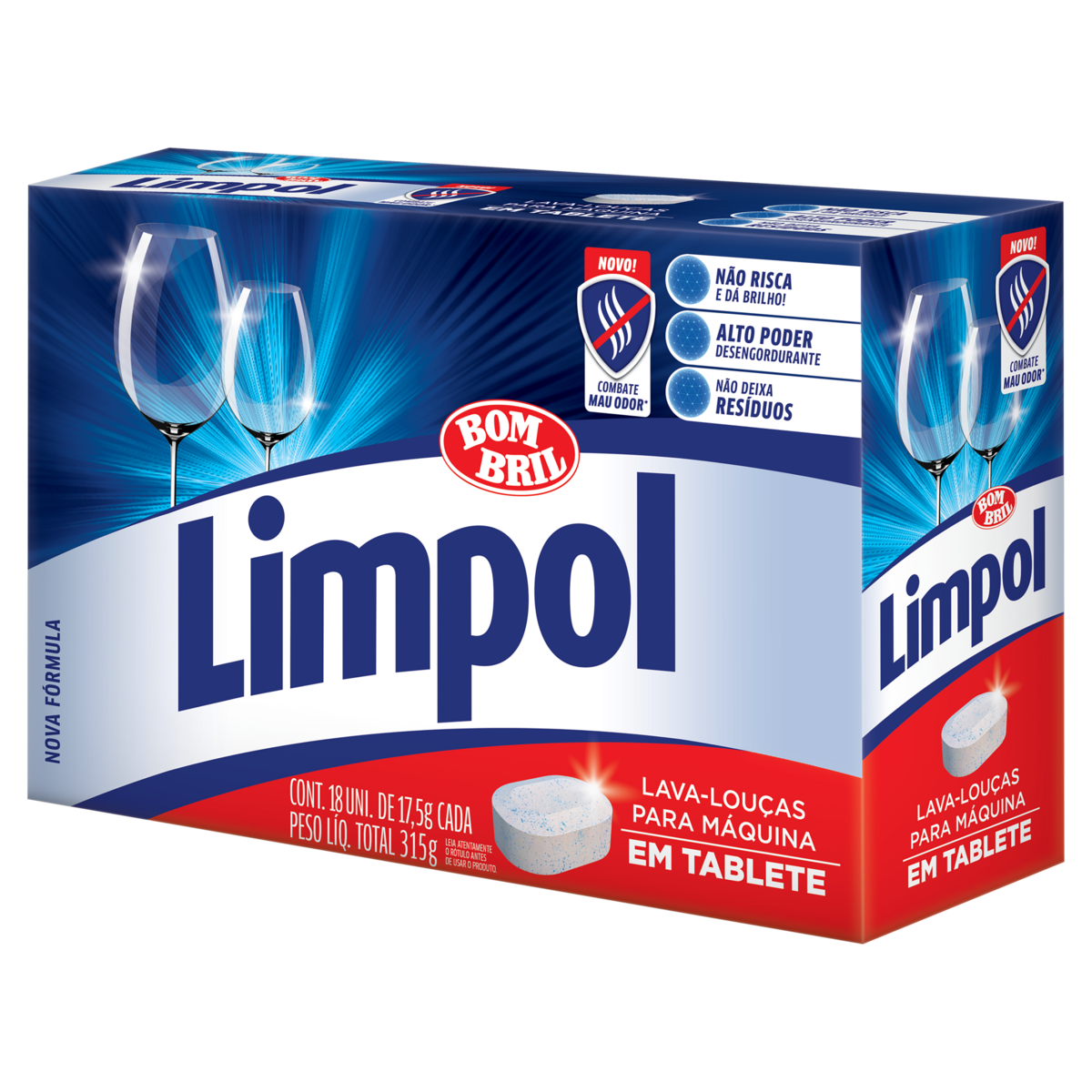Lava-Louças Tablete para Máquina Limpol Caixa 315g 18 Unidades