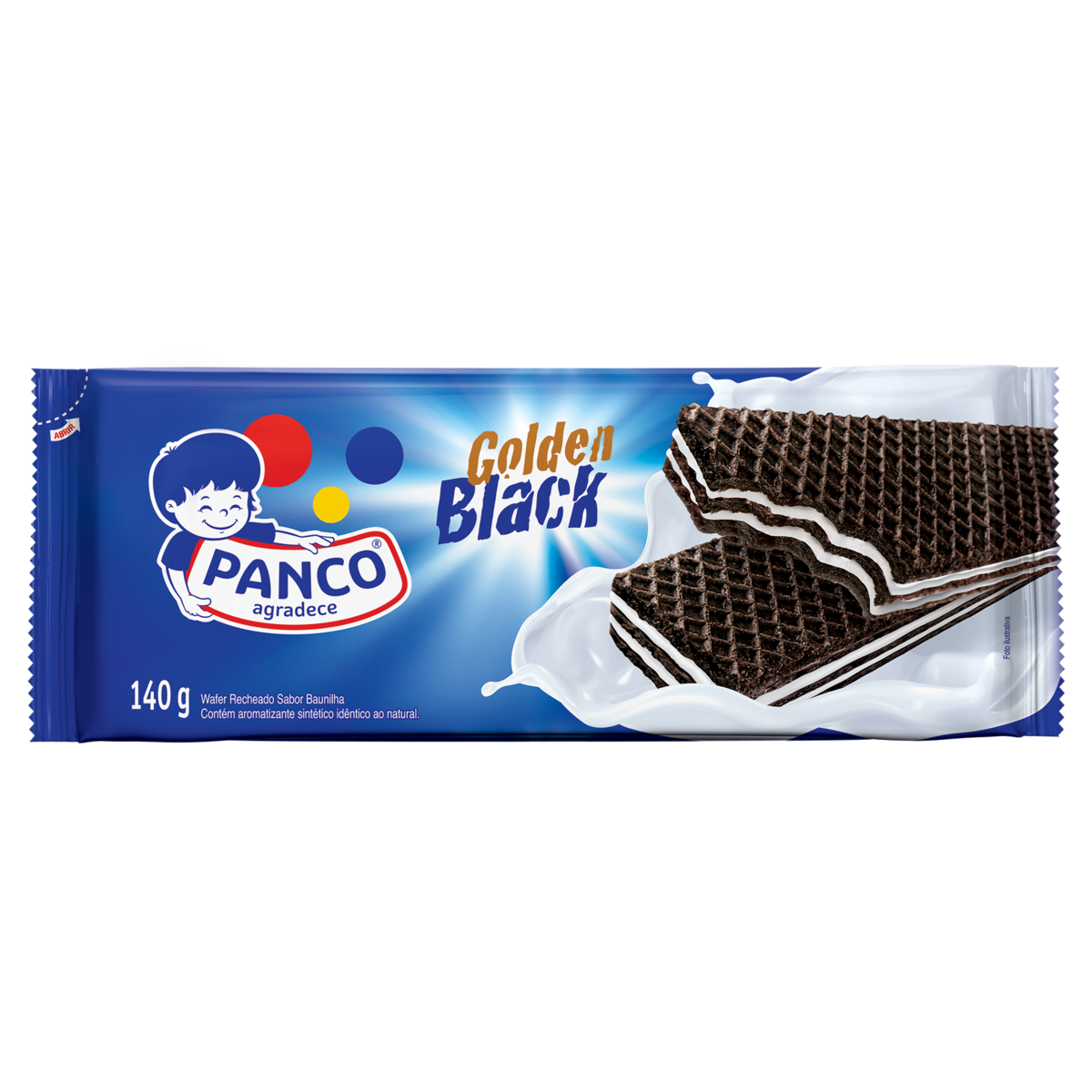 Biscoito Wafer Recheio Baunilha Panco Golden Black Pacote 140G
