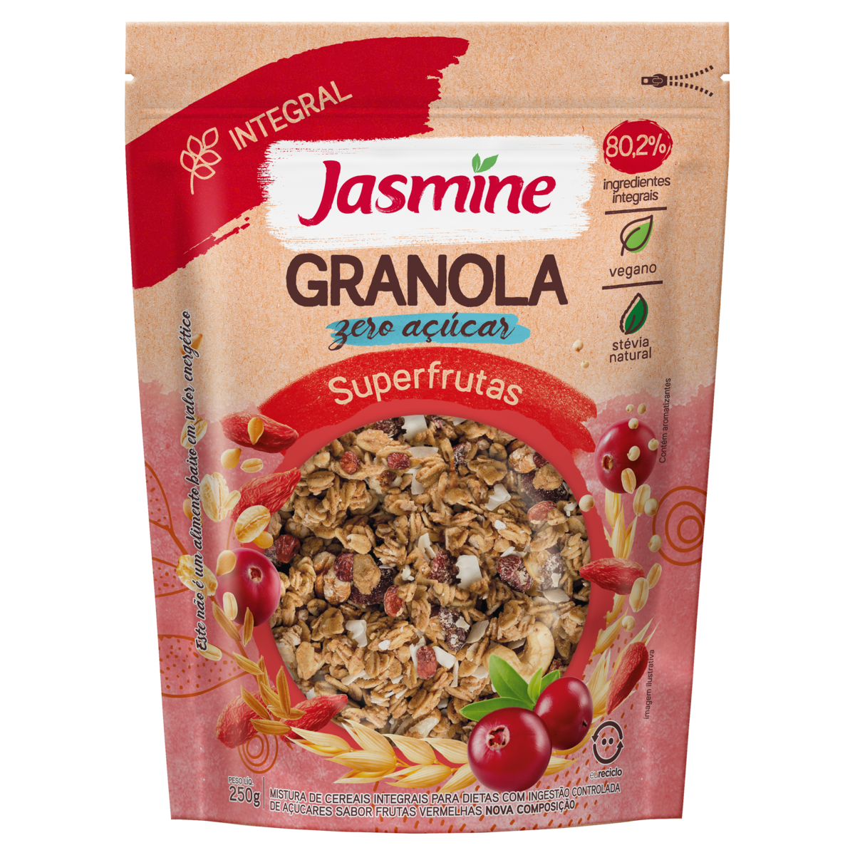 Granola Superfrutas Zero Açúcar Jasmine Pacote 250g