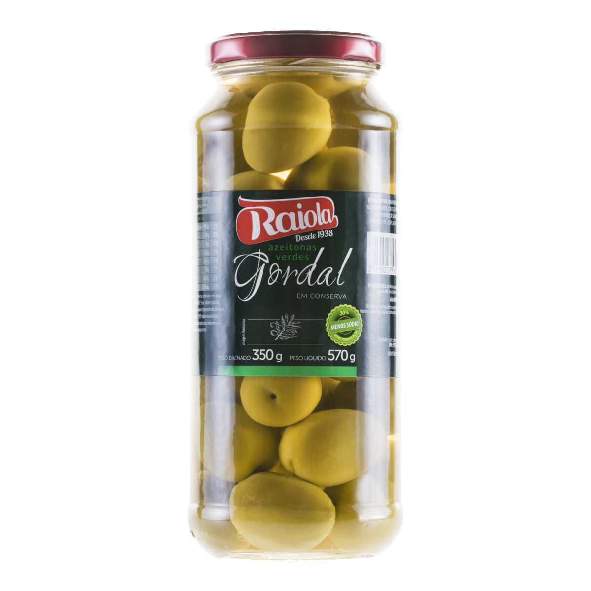 Azeitona Verde em Conserva Gordal Raiola Vidro 350g