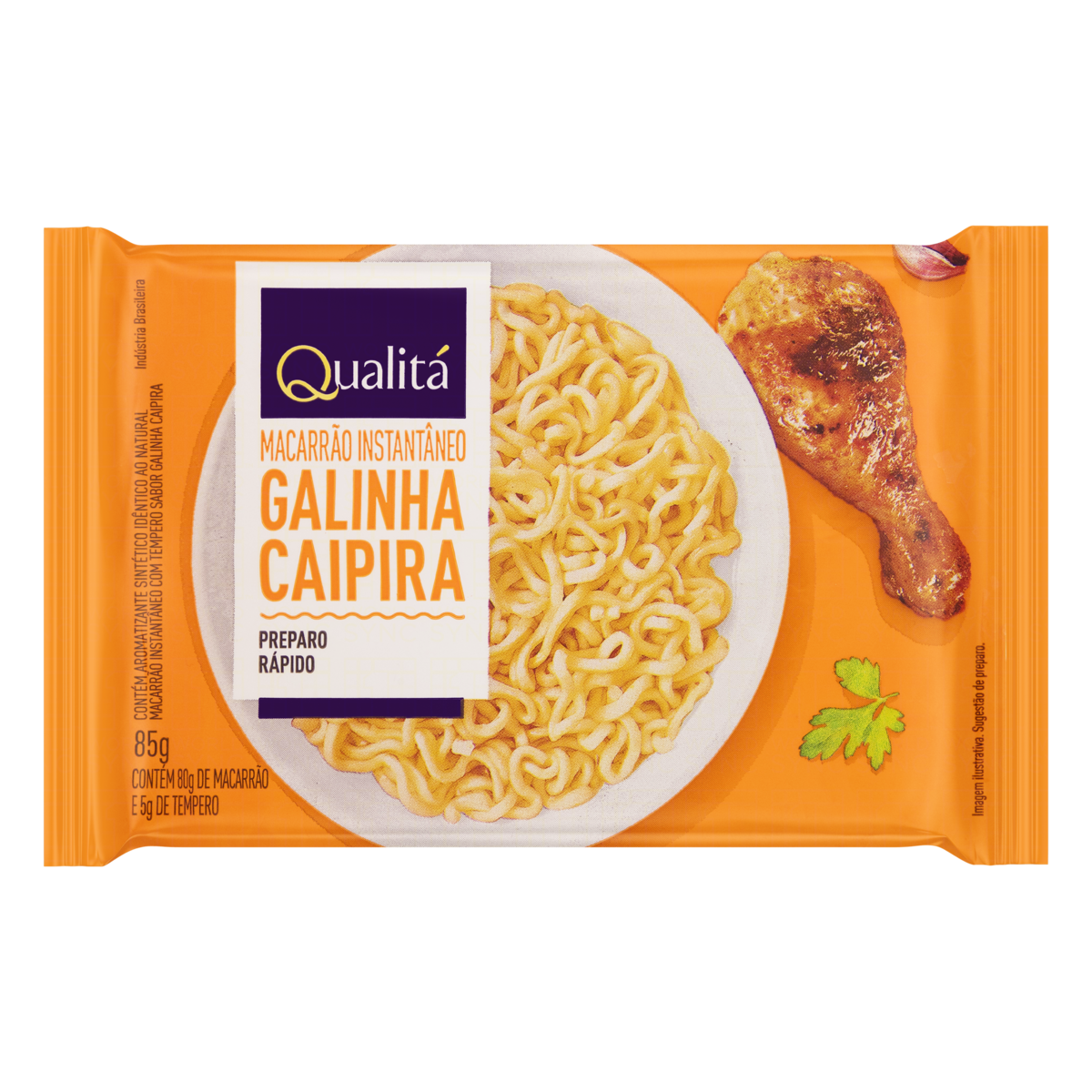 Macarrão Instantâneo com Tempero Galinha Caipira Qualitá Pacote 85g Sendo 80g de Macarrão e 5g de Tempero