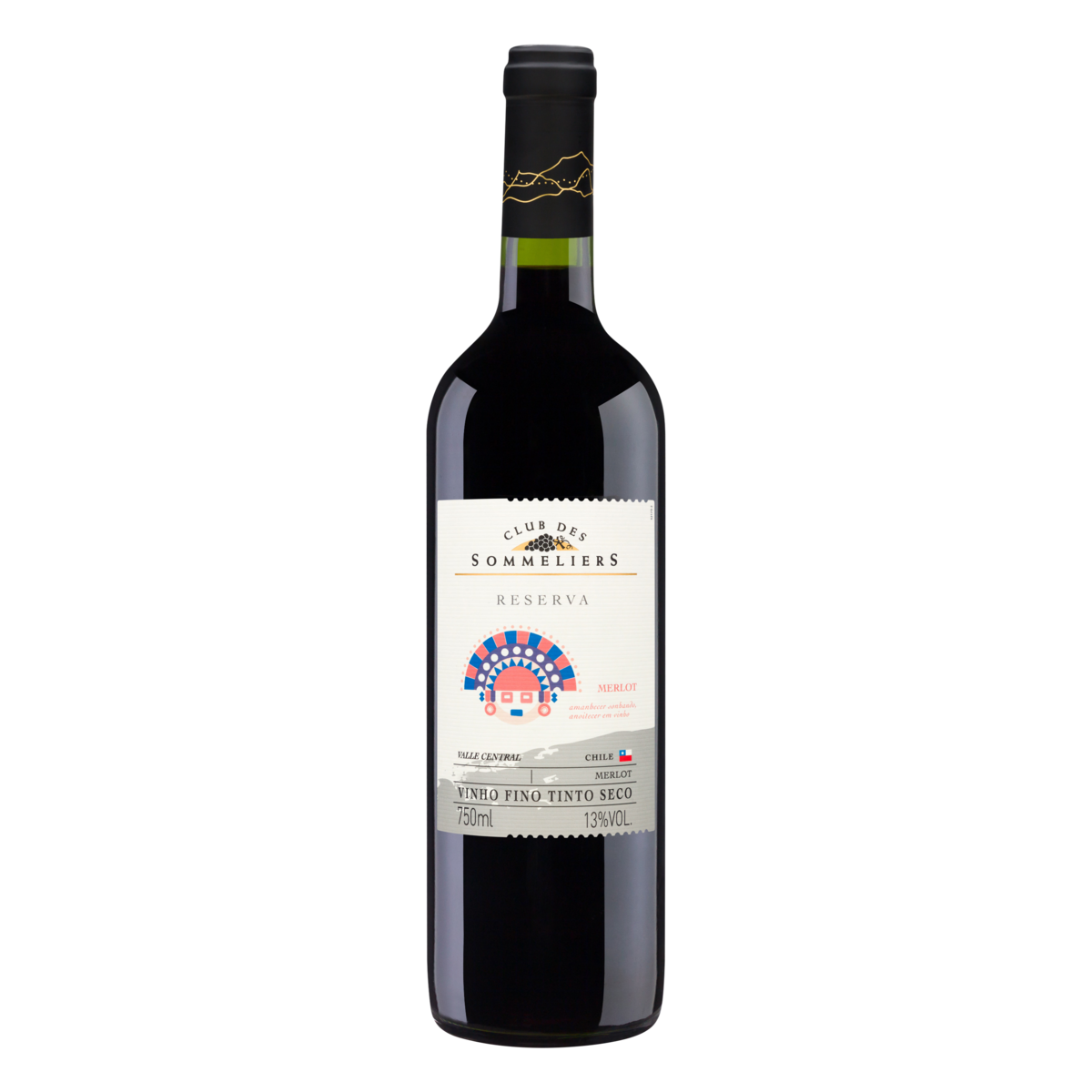 Vinho Tinto Chileno Clube Des Sommeliers Reserva Merlot 750ml