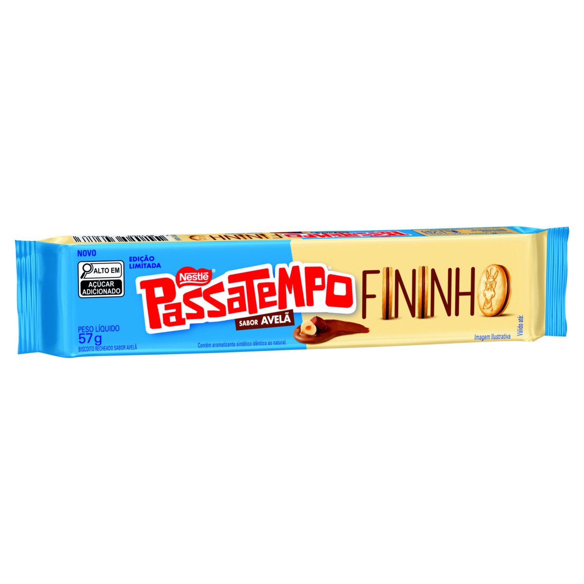Biscoito Recheio Avelã Passatempo Fininho Pacote 57g