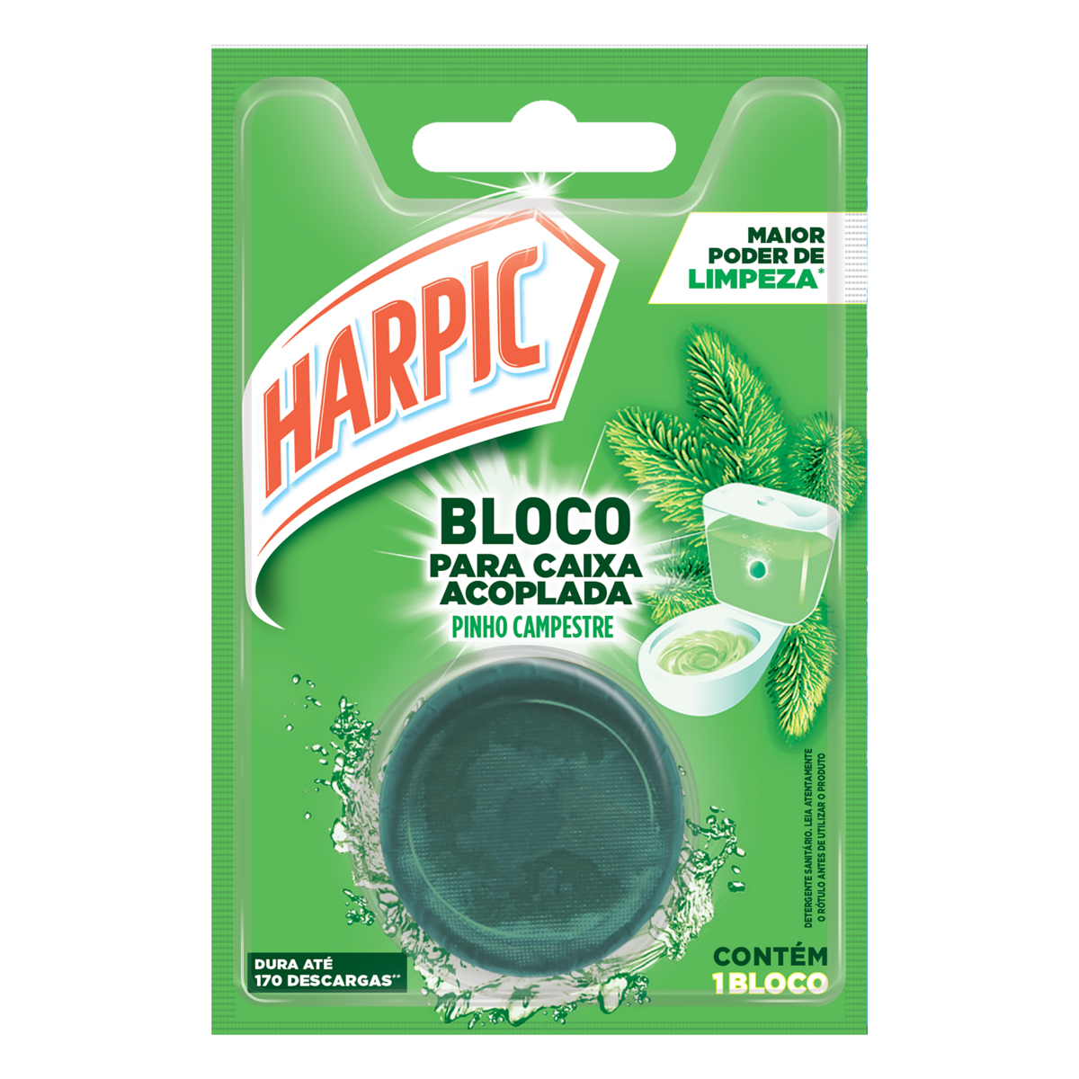 Detergente Sanitário Bloco para Caixa Acoplada Pinho Campestre Harpic 45g