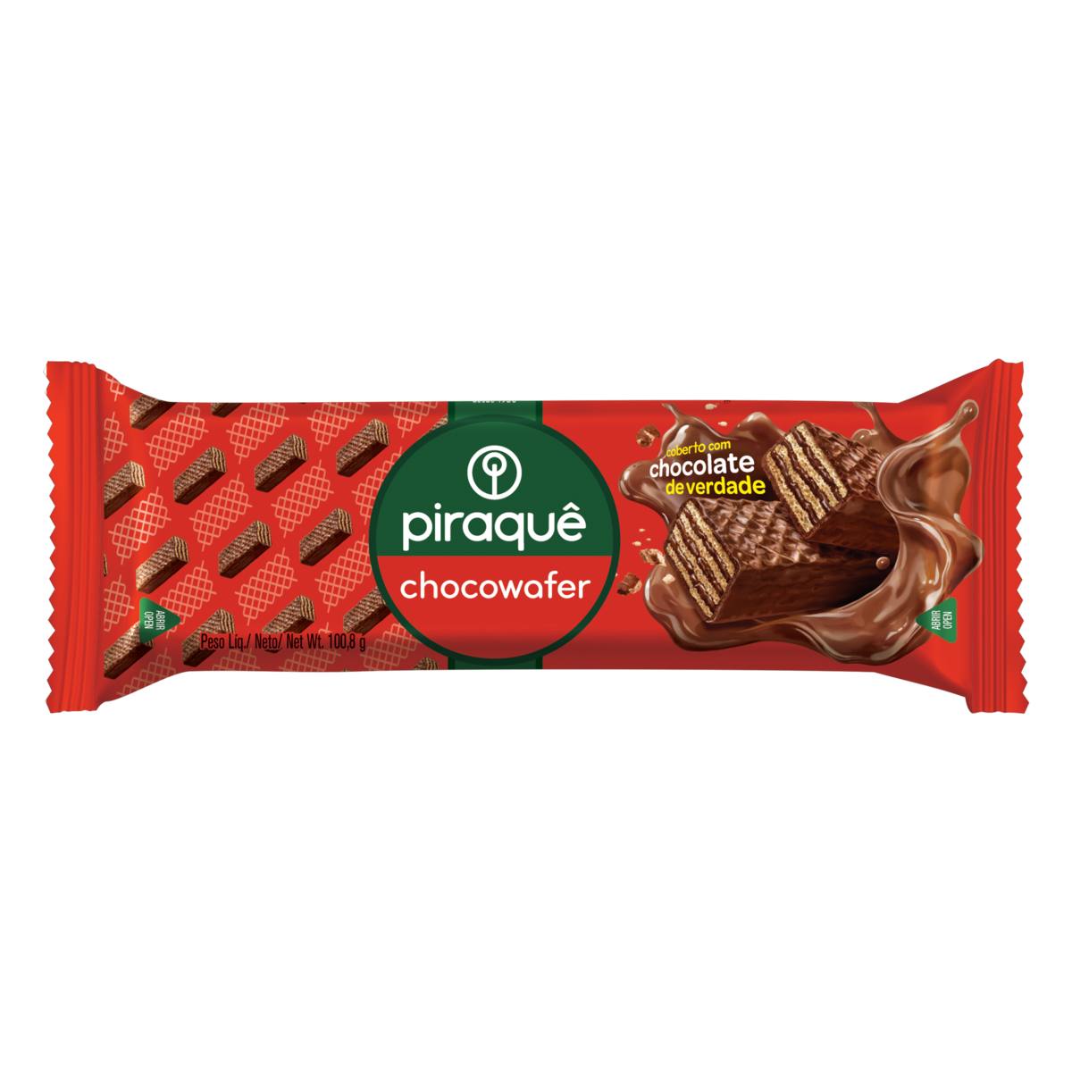 Wafer Recheio e Cobertura Chocolate Piraquê Chocowafer Pacote 100,8g