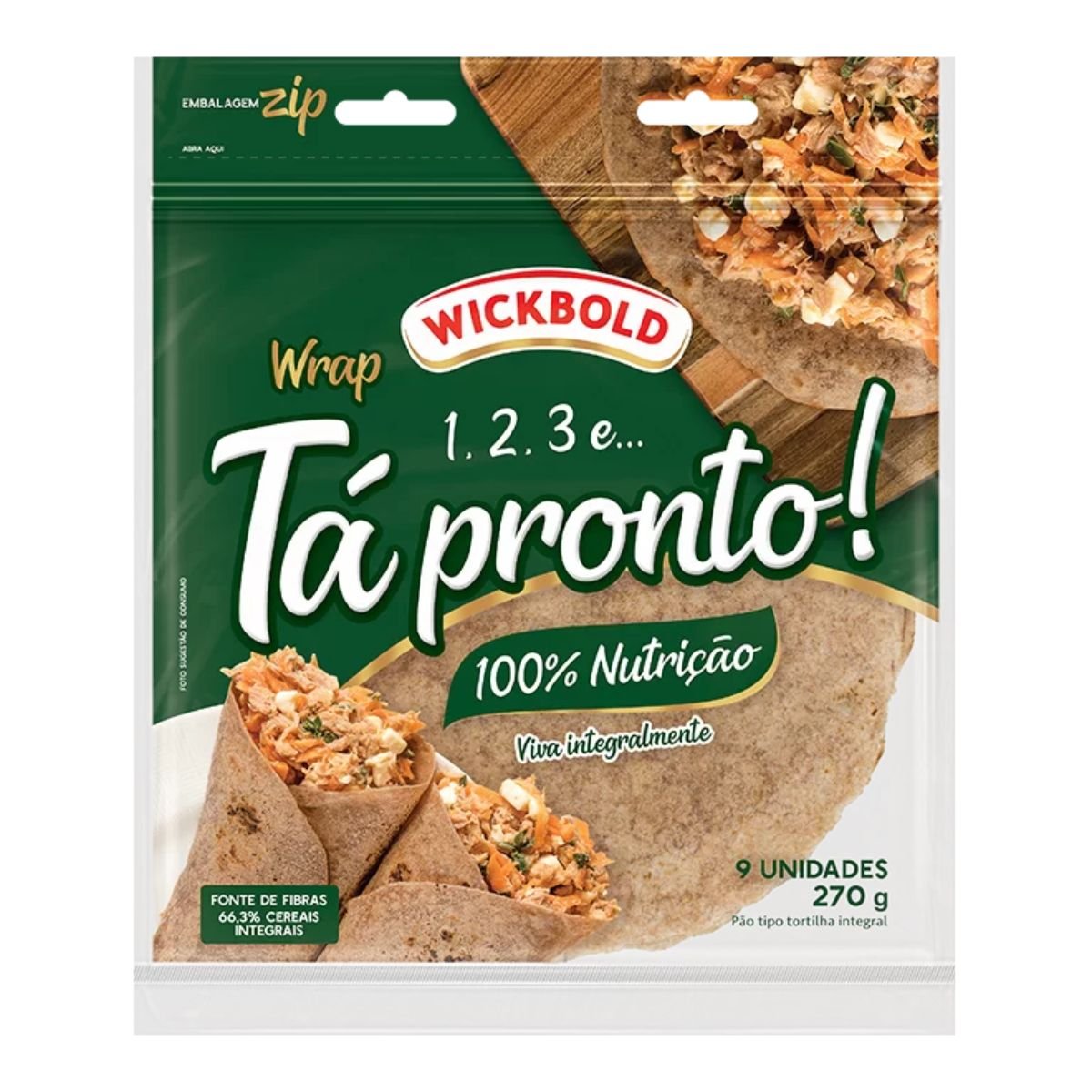Pão Tortilha Integral Wickbold Tá Pronto! Pouch 270g