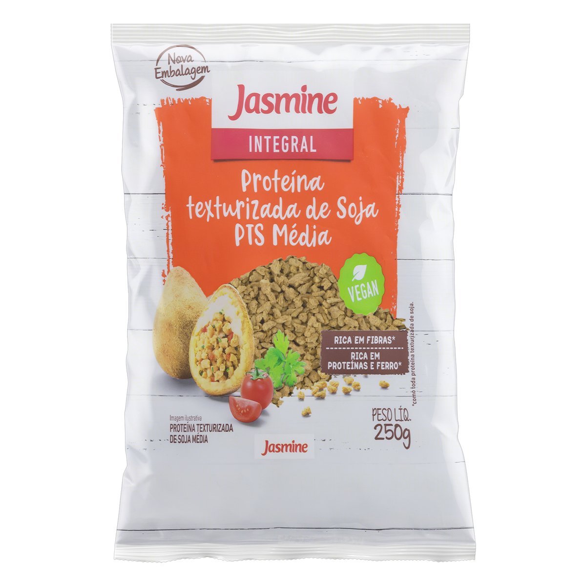 Proteína Texturizada de Soja Média Integral Jasmine Pacote 250g