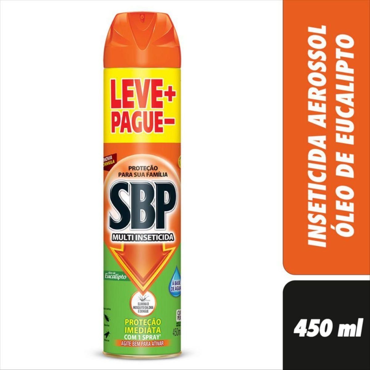 Multi-Inseticida Aerossol Base Água Óleo de Eucalipto SBP Frasco 450ml Spray Leve Mais Pague Menos
