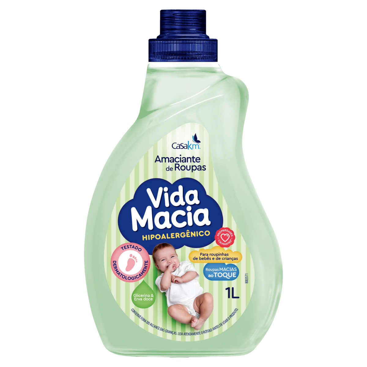 Amaciante de Roupa Glicerina e Erva-Doce Vida Macia Frasco 1l