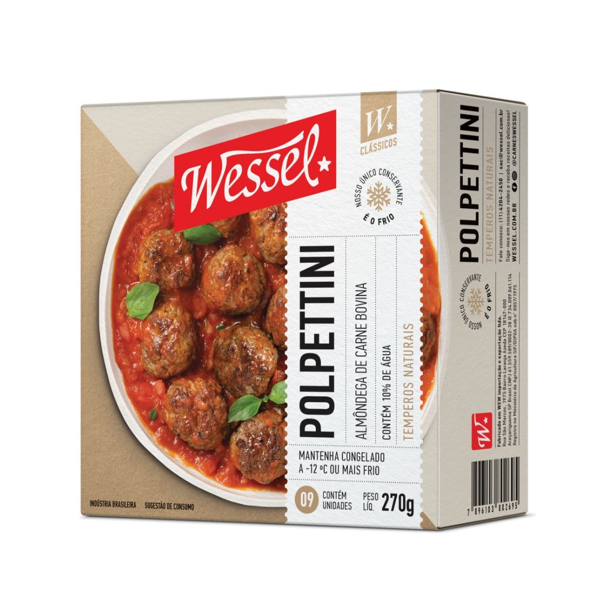 Polpettini Carne Wessel Caixa 270g 9 Unidades